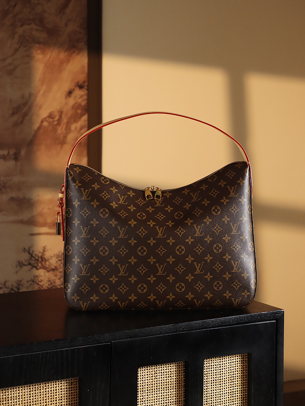 NIGO Louis Vuitton Slouchy Women's Brown Letter Logo Zipper Closure Coated Canvas Tote Shoulder Bag Bags #nigo75135