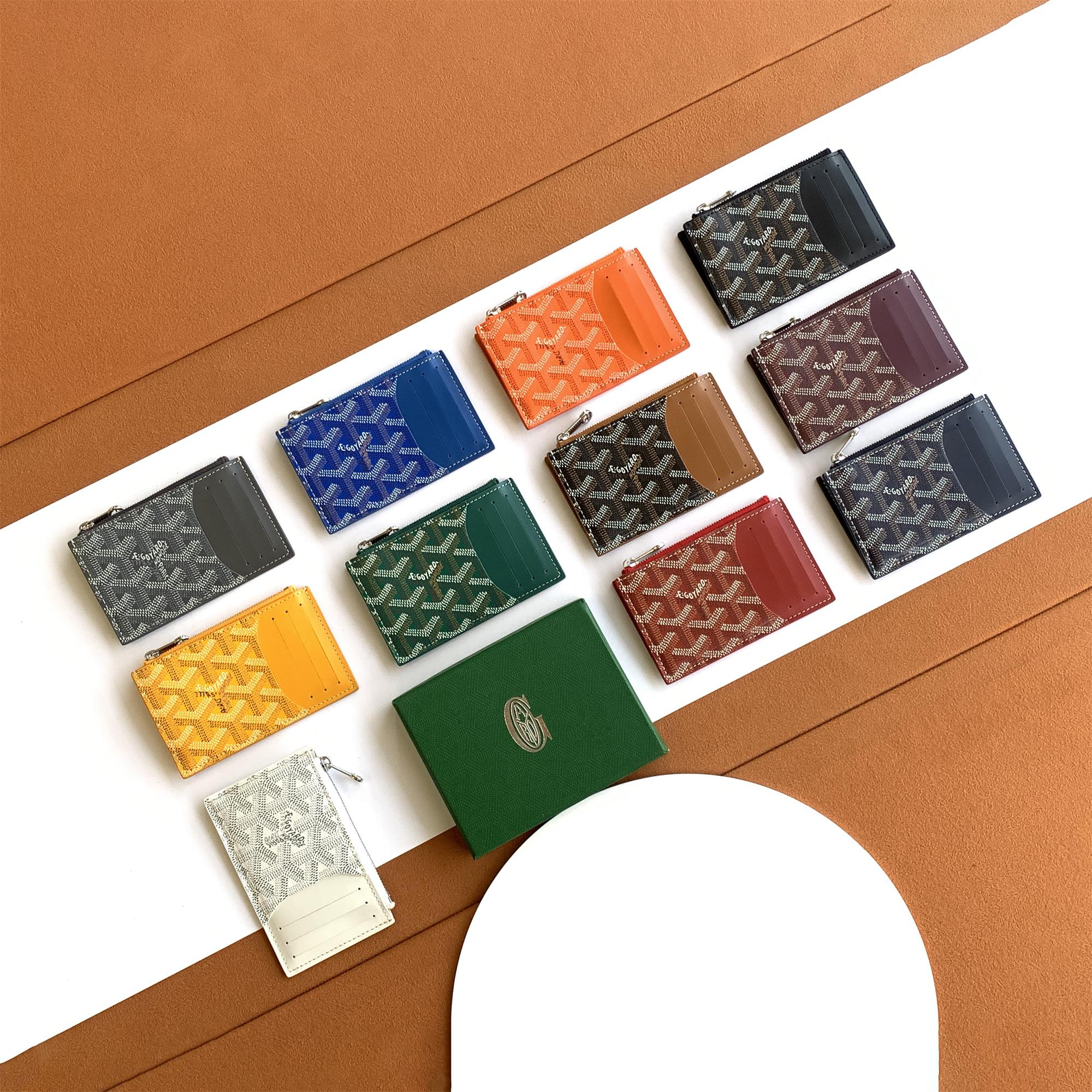 NIGO GOYARD Bourbon Men's and Women's Old Flower Full Print Zipper Closure Canvas Patchwork Leather Card Case Bag Bags #nigo75123