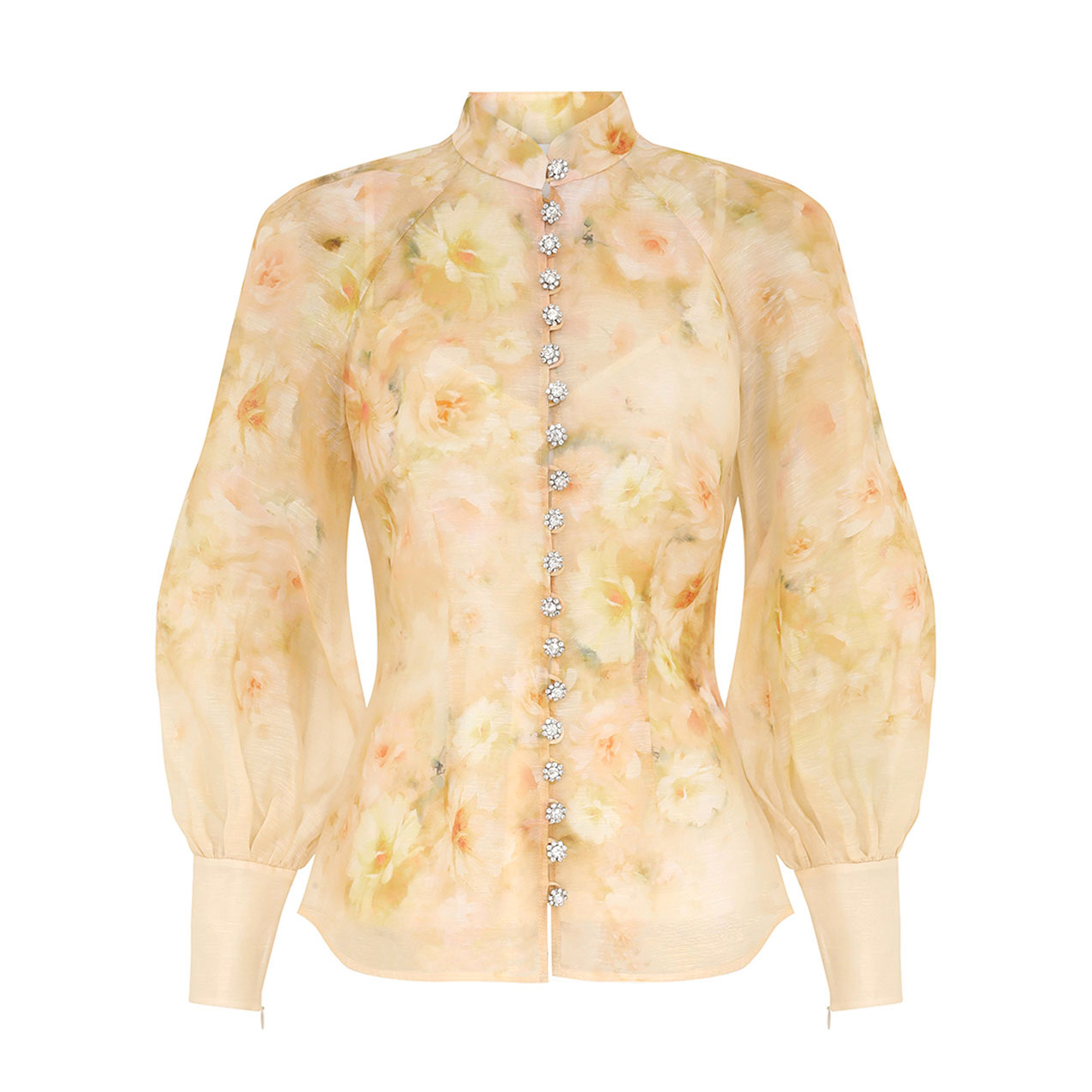 NIGO Zimmermann Women's Spring And Summer Yellow Floral Print Single Breasted Long Sleeve Shirt #nigo75154