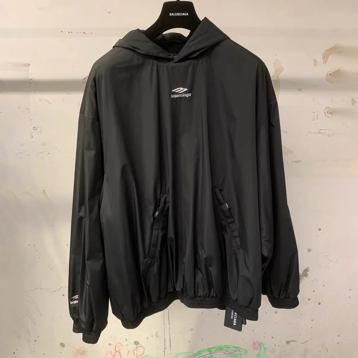 NIGO Balenciaga Men's Black Spring and Fall Logo Embroidered Printed Hooded Parker Ski Sweatshirt #nigo75147