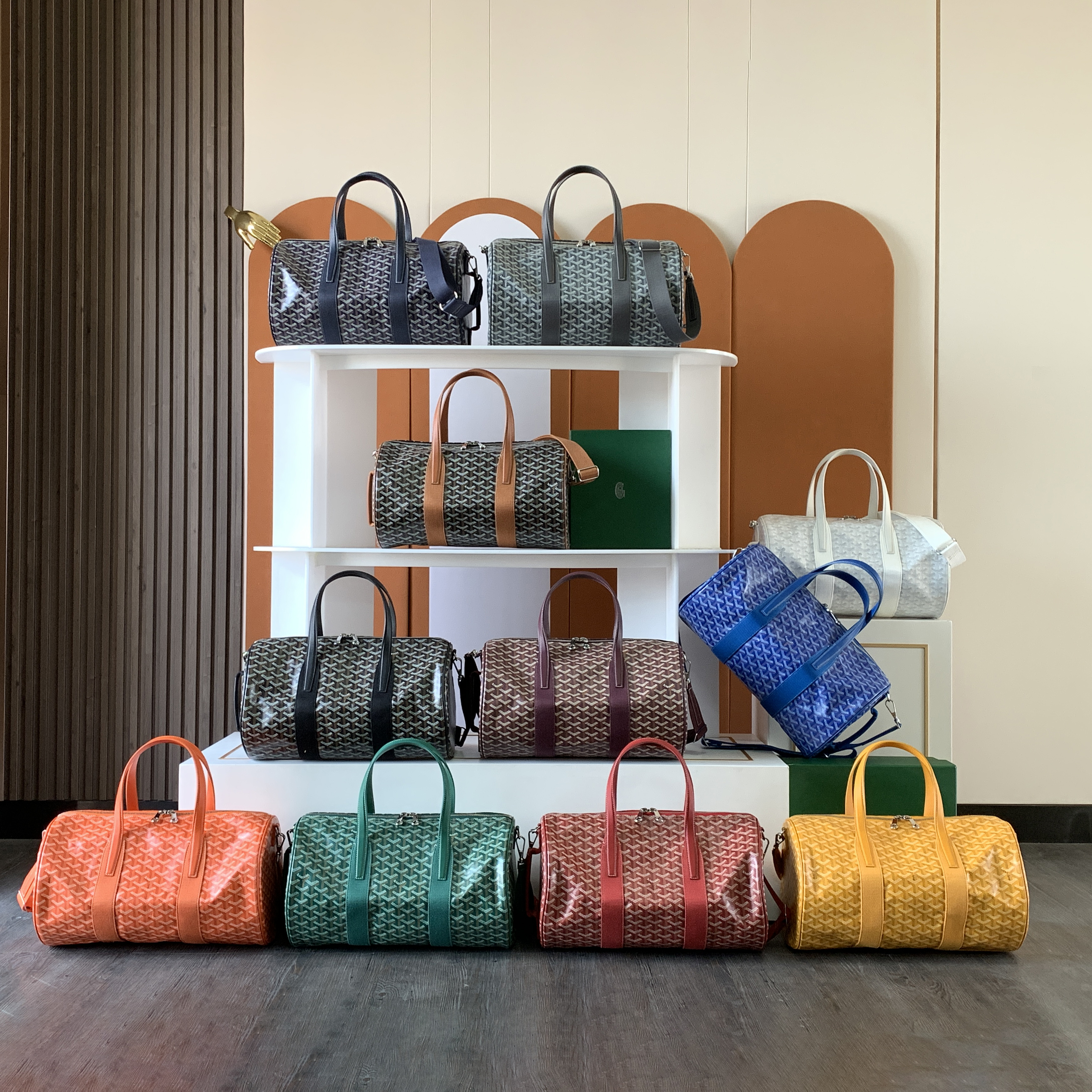 NIGO GOYARD Barrel 40 Men's And Women's Logo Printing Canvas Collocation Calf Leather Sports Bag Travel Bags #nigo75143