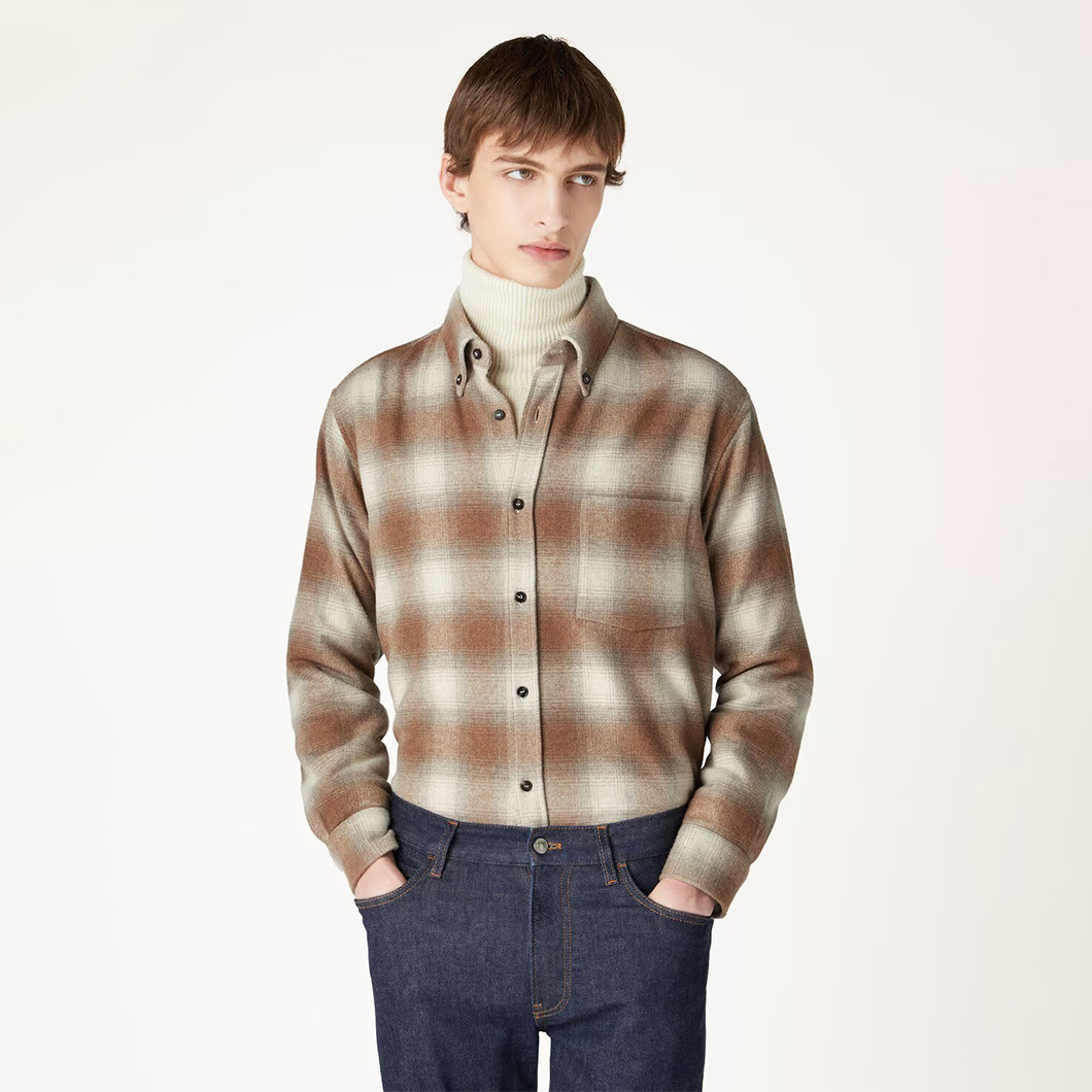 NIGO Loro Piana Men's Spring, Autumn And Winter Check Solid Color Long Sleeve Single Breasted Casual Jack Shirt Ngvp #nigo9886