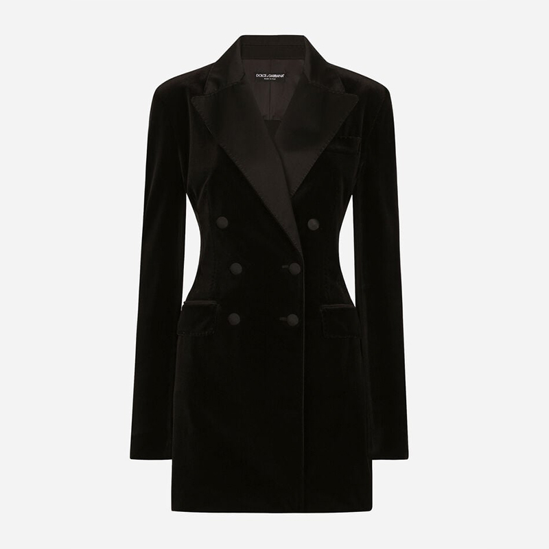 NIGO Dolce&Gabbana Women's Spring, Autumn And Winter Velvet Solid Color Double-Breasted Waisted TURLINGTON Blazer Jacket Ngvp #nigo9881