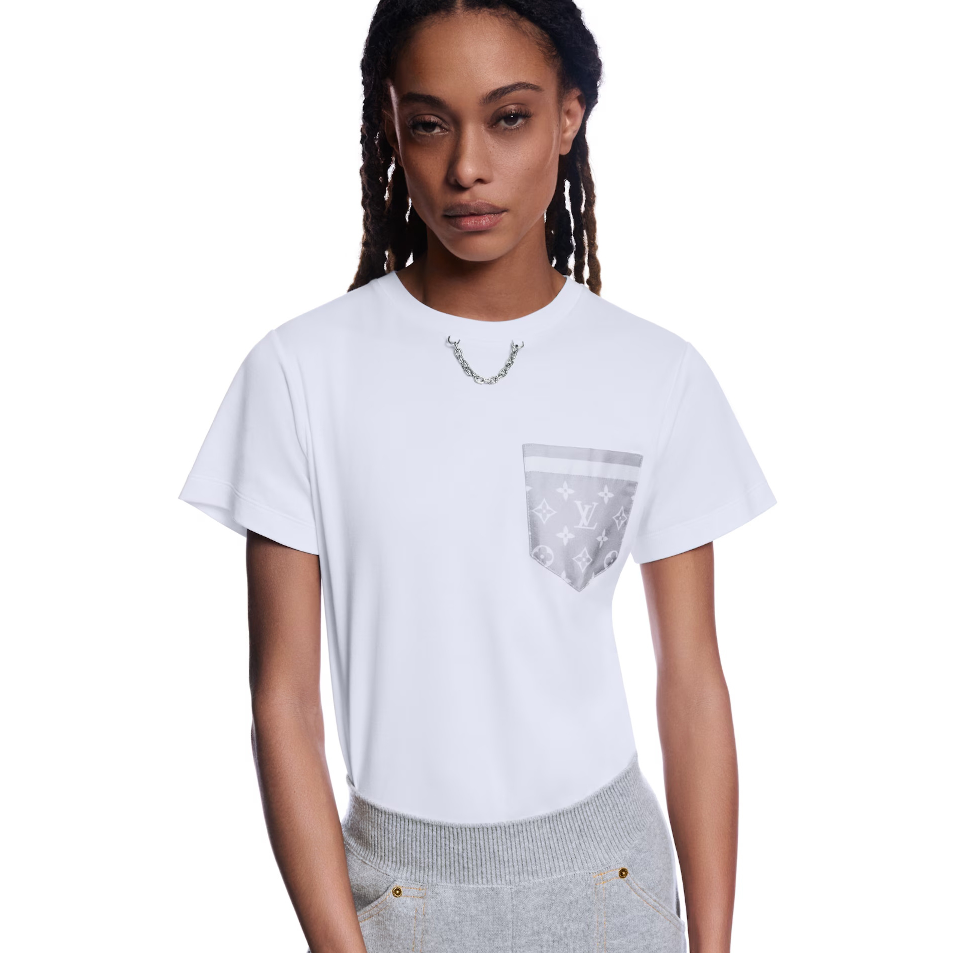 NIGO Louis Vuitton Women's Summer Letter Printed Pocket Solid Color Round Neck Short Sleeve T-Shirt #nigo75149