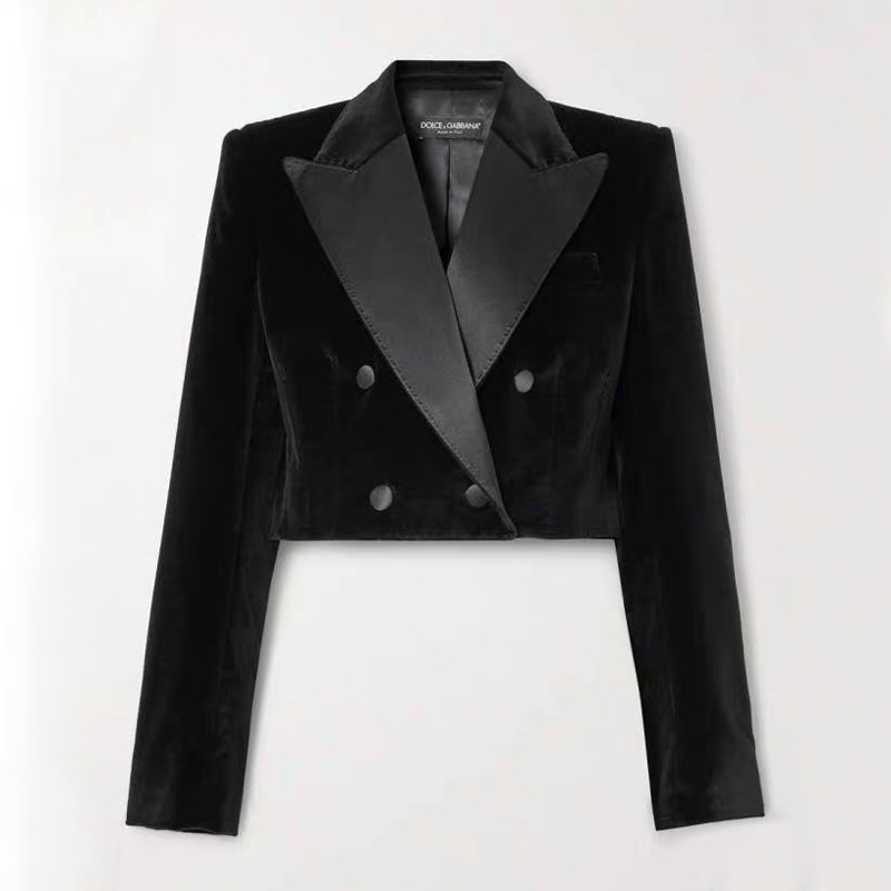 NIGO Dolce&Gabbana Women's Spring And Autumn Velvet Long Sleeve Short Blazer Jacket Casual High-Waisted Tuxedo Panties Shorts Ngvp #nigo9546