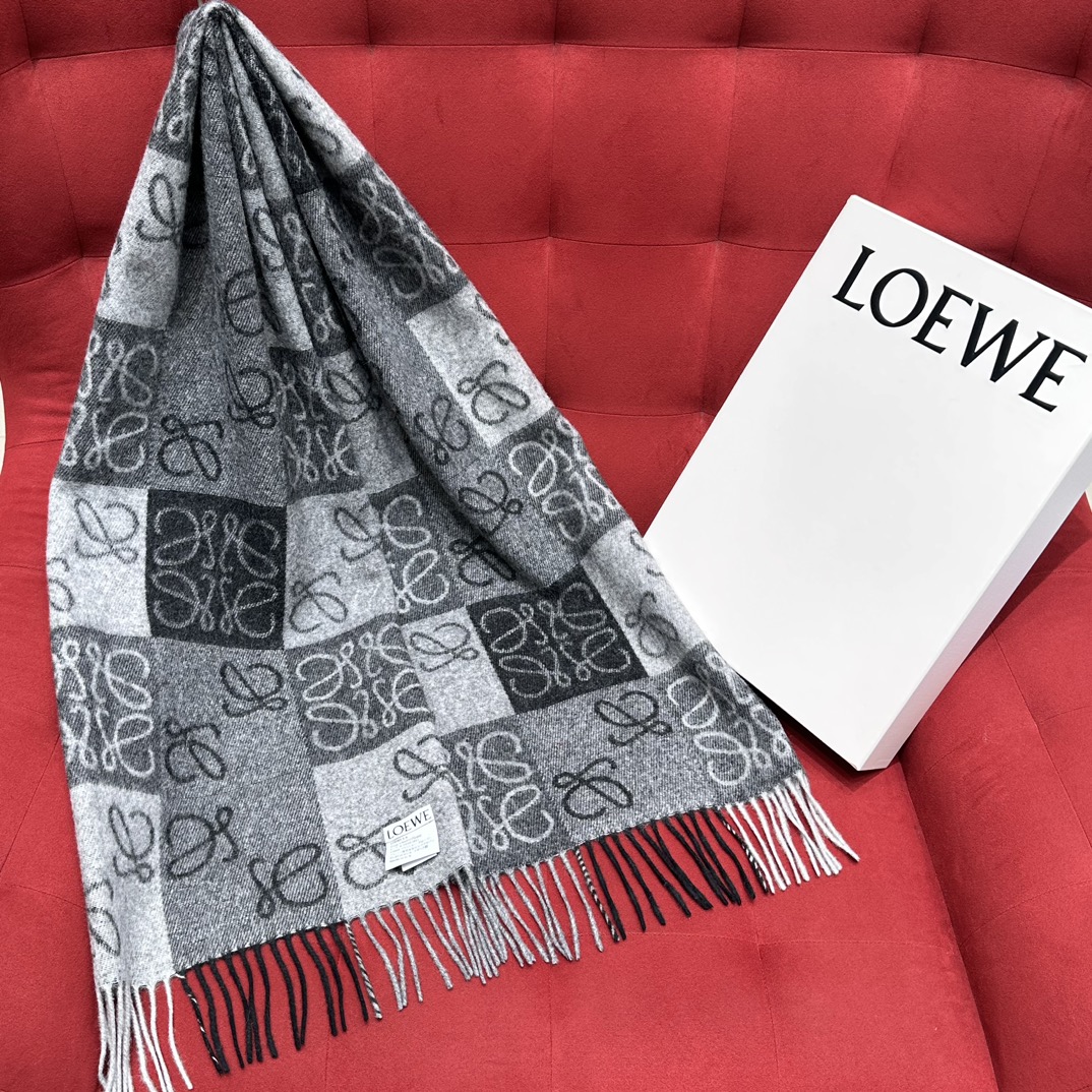 NIGO Loewe Women's Reversible Checkerboard Pattern Wool Fleece Scarf #nigo75144