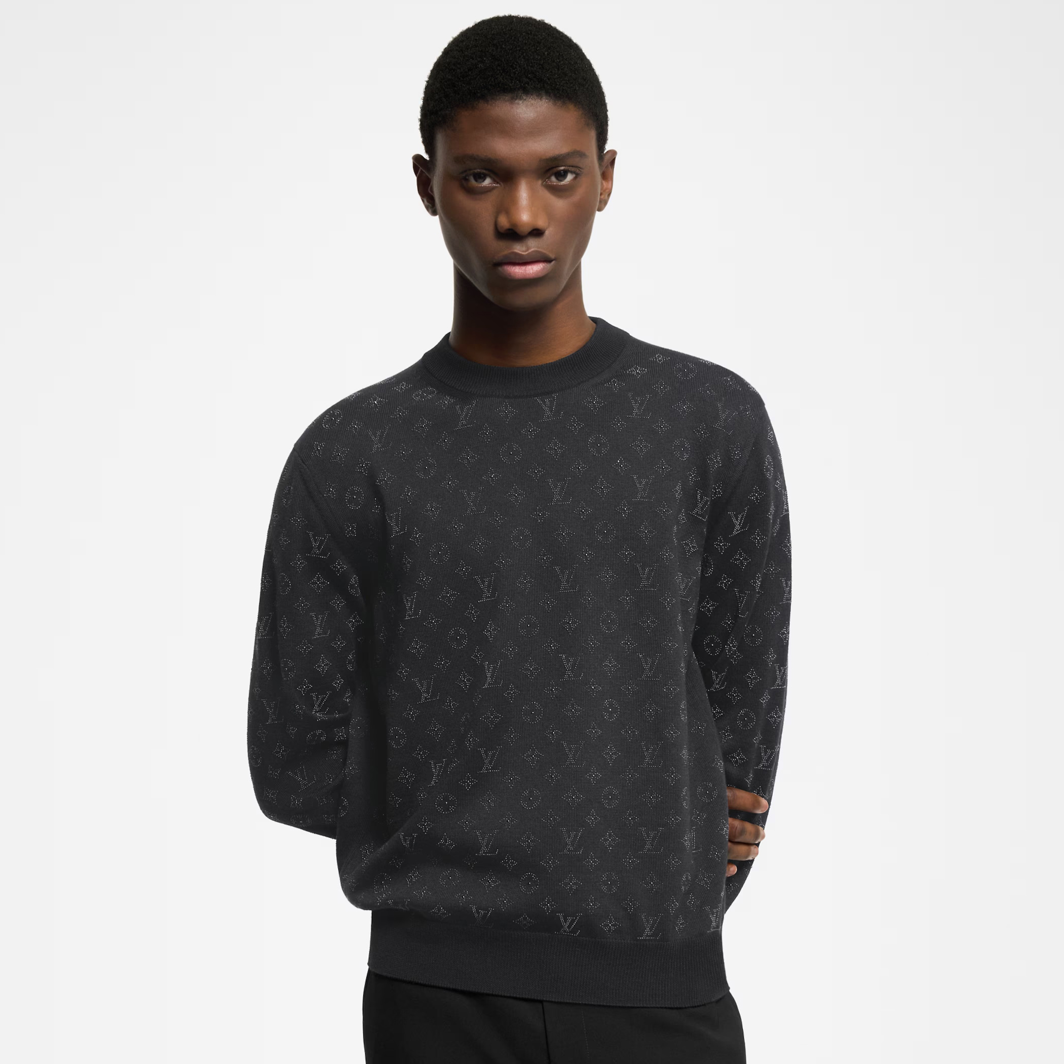 NIGO Louis Vuitton Men's Spring and Autumn Rhinestone Letter Logo Printed Round Neck Long Sleeve Sweater #nigo75138