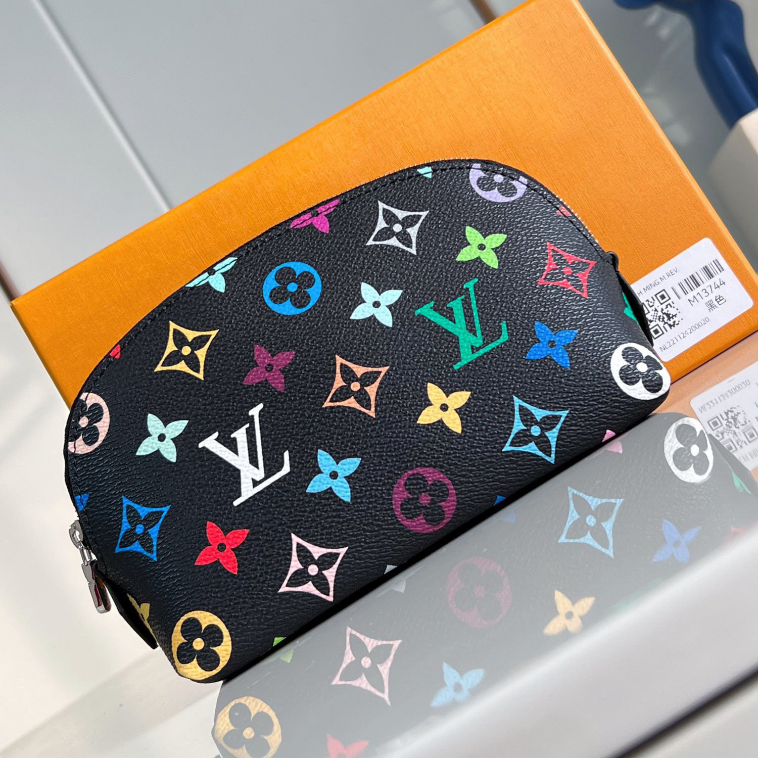 NIGO Louis Vuitton LV x TM Women's Colorful Logo Printed Zipper Closure Coated Canvas Leather Trimmed Toiletries Cosmetic Bag Bags #nigo75163