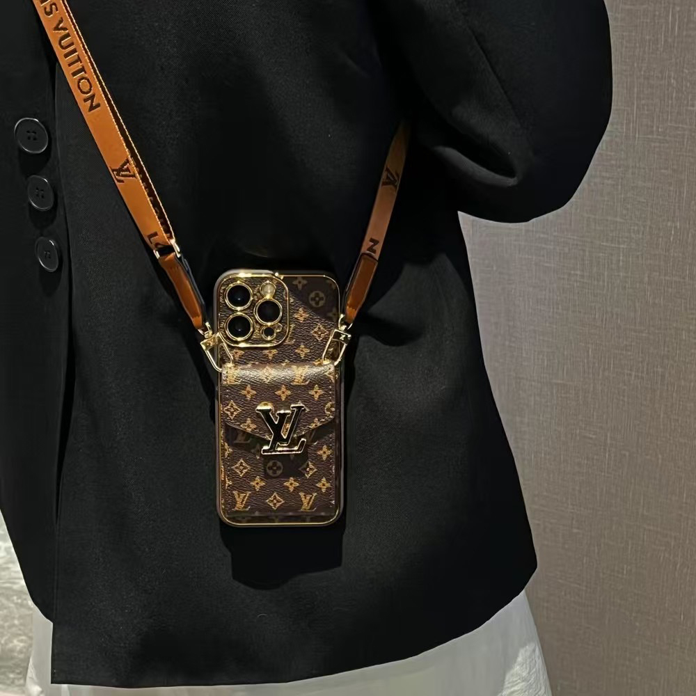 NIGO Louis Vuitton Apple Cell Phone Shoulder Slant Leather Card Case Phone Case #nigo75171