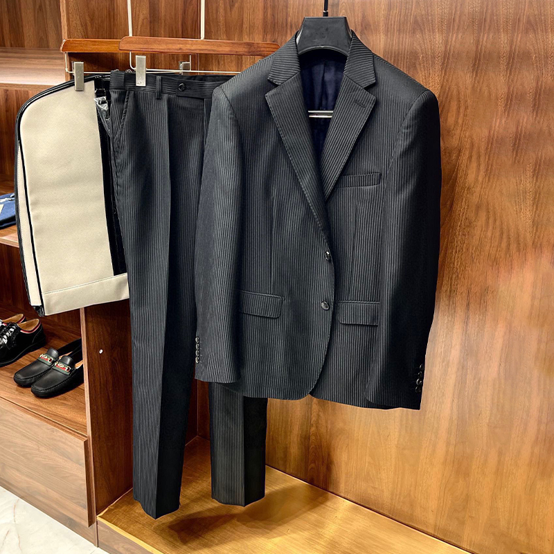 NIGO Louis Vuitton Men's Spring and Autumn Striped Solid Color Lapel Single Breasted Blazer Jacket Casual Pants Ngvp #nigo9897