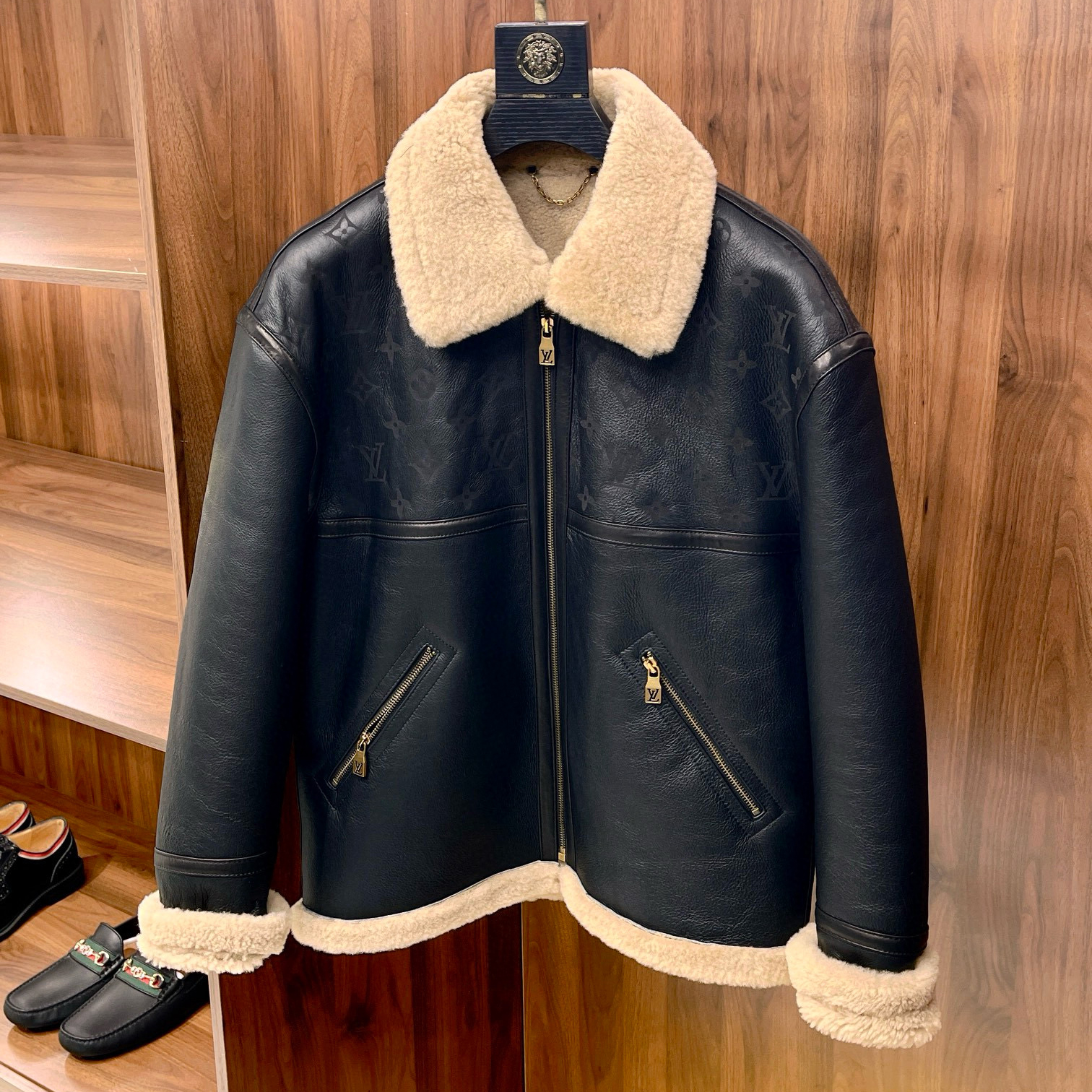 NIGO Louis Vuitton Men's Fall And Winter Do Old Fur One Warm Zipper Long-sleeved Leather Coat Jacket #nigo75172