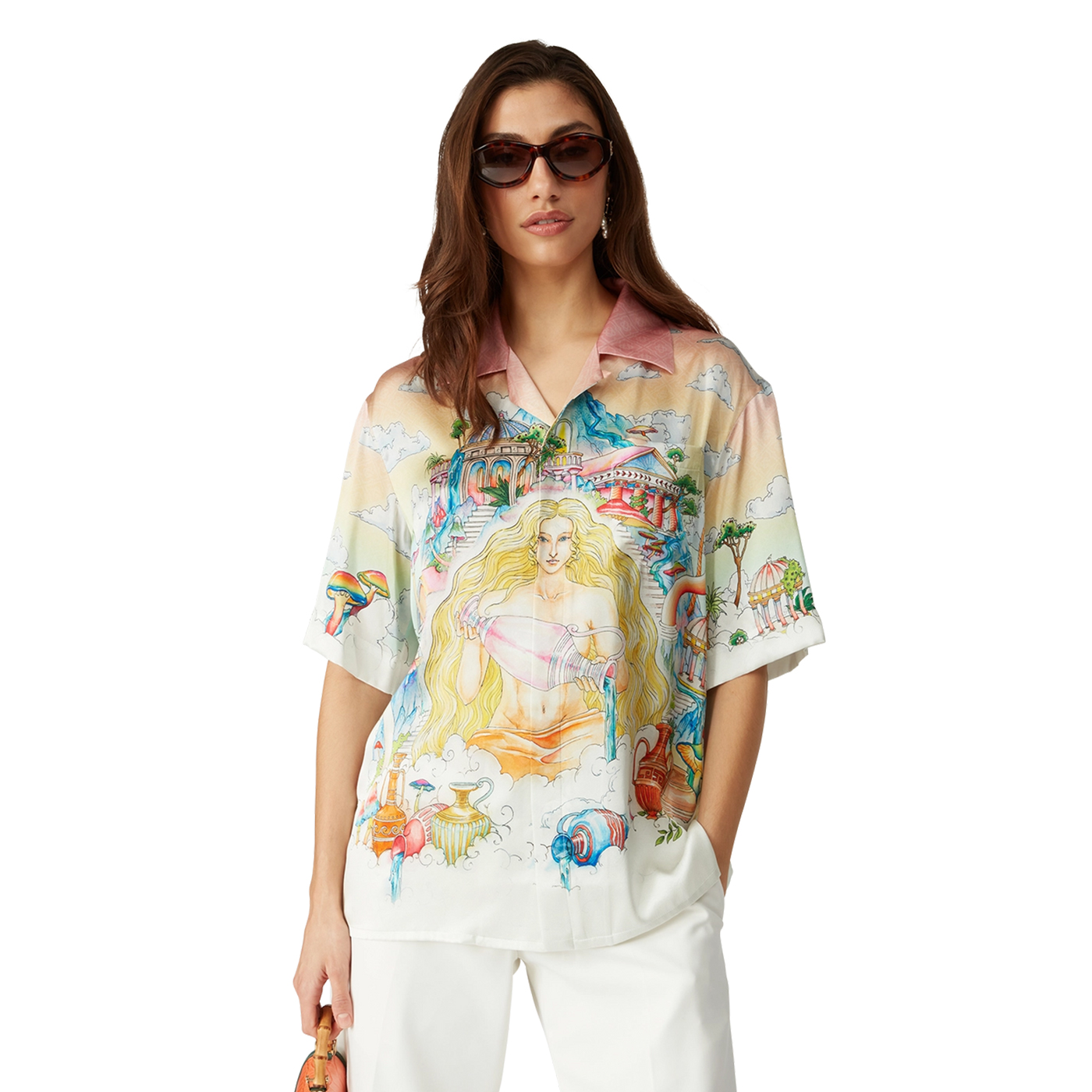 NIGO Casablanca Men's Printed Summer Lapel Single-Breasted Silk Loose Short-Sleeved Shirt Ngvp #nigo9887