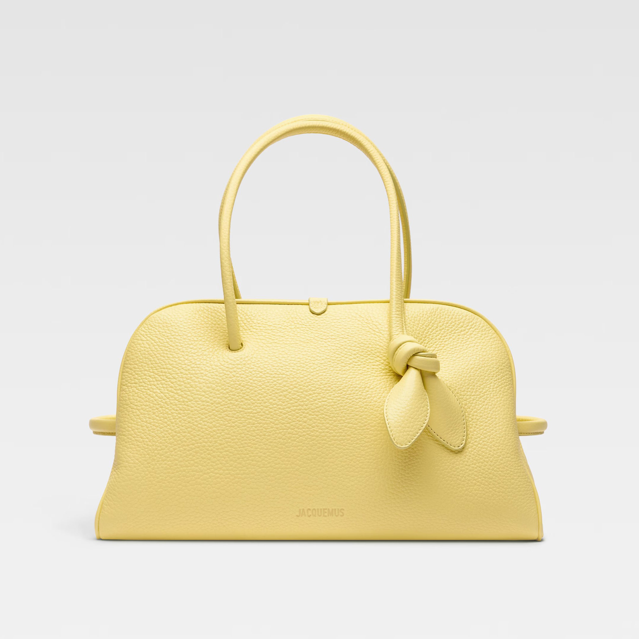 NIGO Jacquemus Le Turismo Women's Solid Bow Detail Zipper Closure Grained Leather Bowling Bag Tote Bags #nigo75167