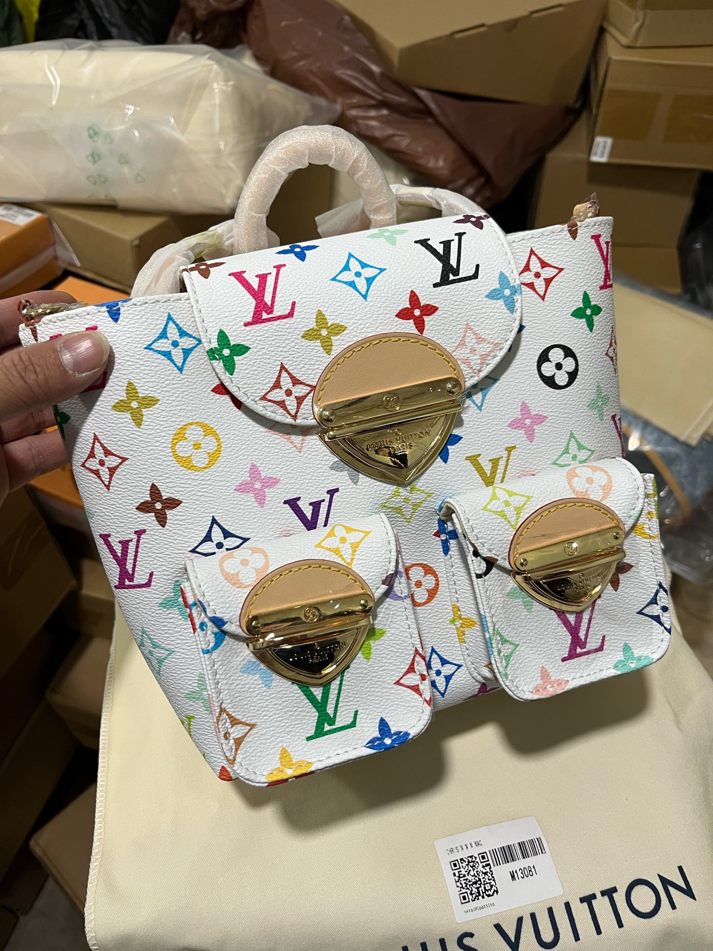 NIGO Louis Vuitton LV x TM VENICE Women's Colorful Logo Printed Flap Closure Coated Canvas Leather Trimmed Shoulder Bag Bags #nigo75179