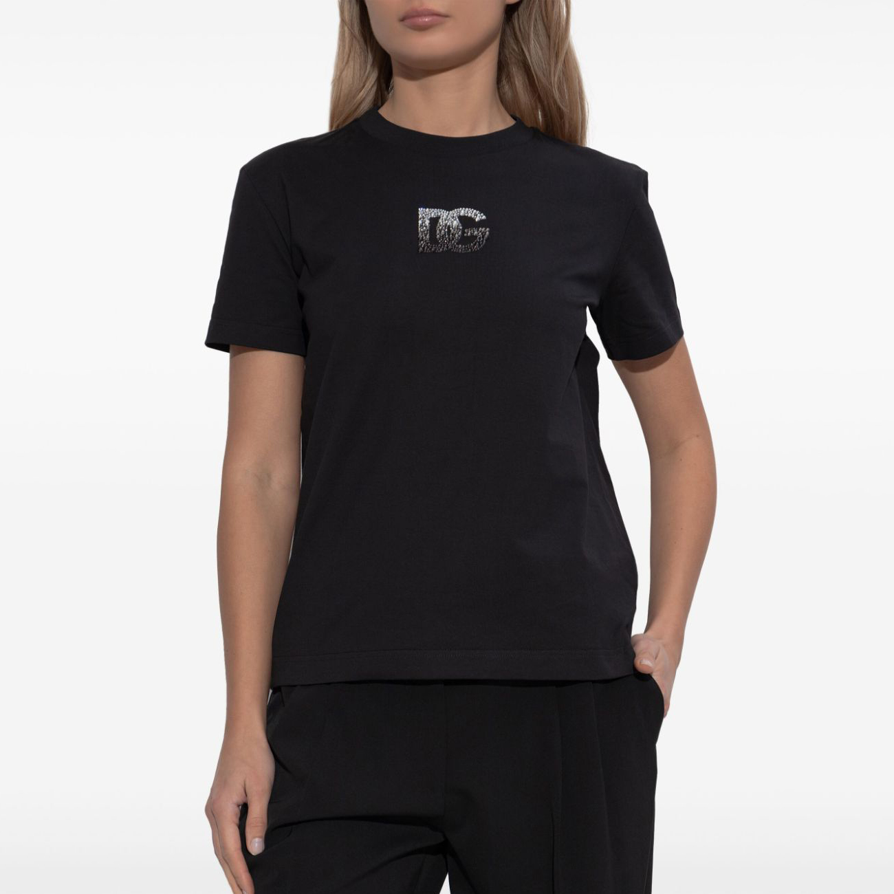 NIGO Dolce&Gabbana Women's Summer Hot Drill Logo Print Round Neck Cotton Short Sleeve T-Shirt #nigo75158