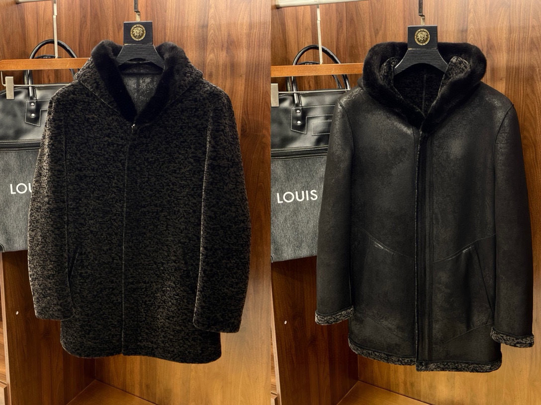 NIGO Louis Vuitton Men's Fall And Winter Mink Fur Collar Super Soft Delicate Leopard Lamb Wool Suede Long Coat Jacket #nigo75173