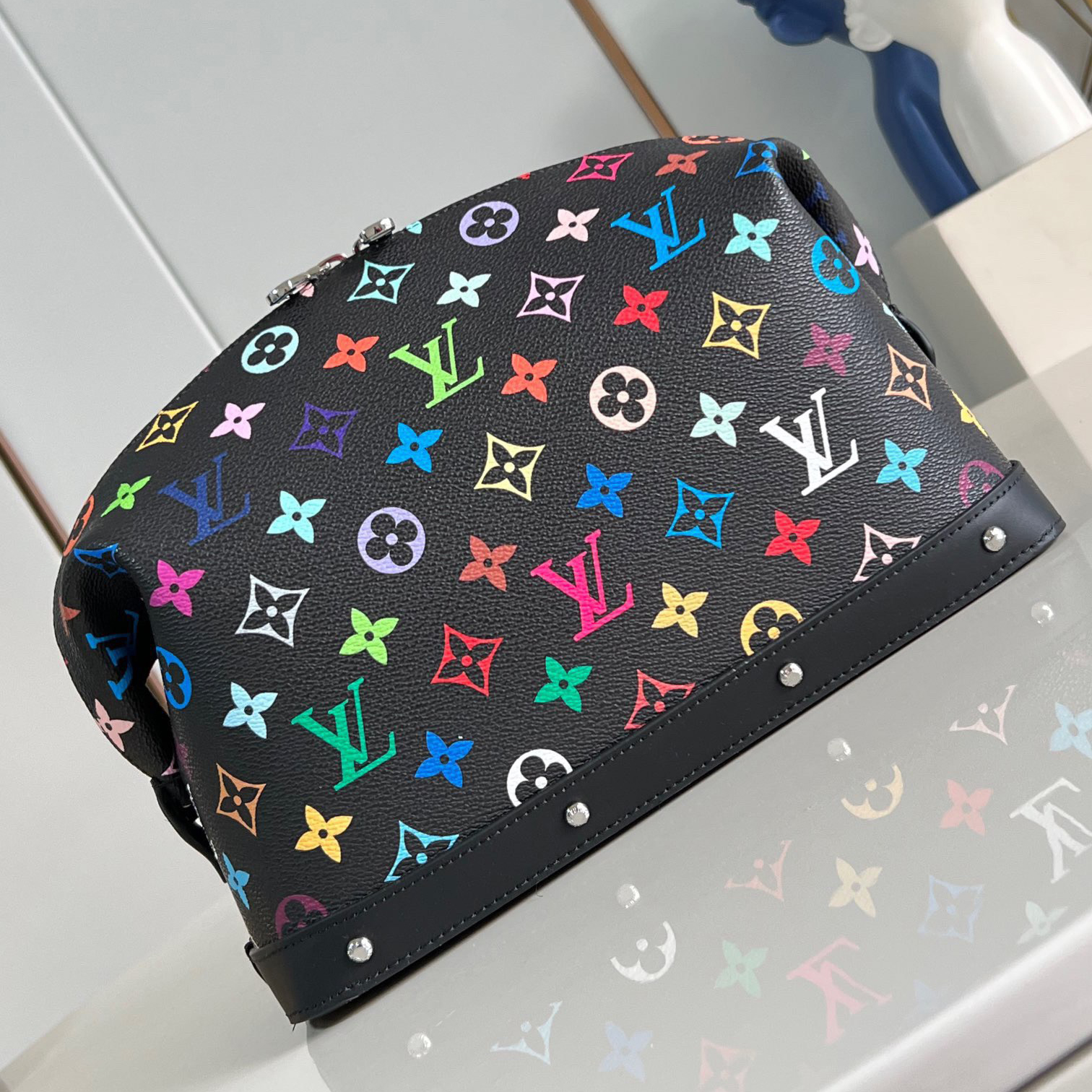 NIGO Louis Vuitton LV x TM Women's Colorful Logo Printed Zipper Closure Coated Canvas Leather Trimmed Toiletries Cosmetic Bag Bags #nigo75162