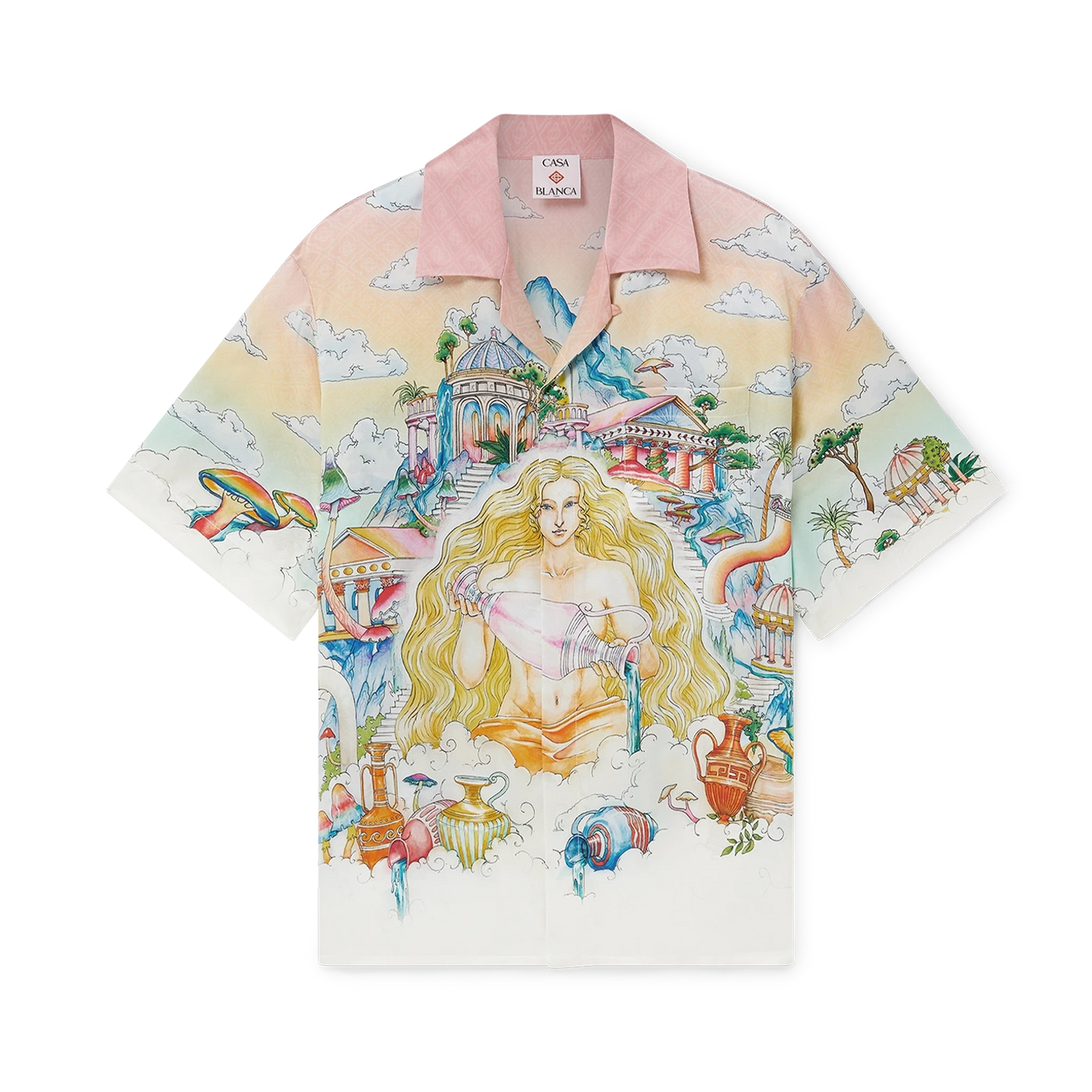 NIGO Casablanca Men's Printed Summer Lapel Single-Breasted Silk Loose Short-Sleeved Shirt Ngvp #nigo9887