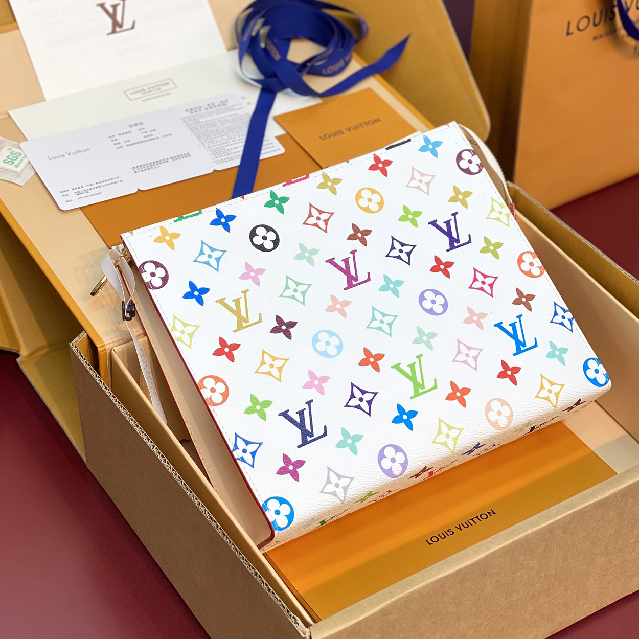 NIGO Louis Vuitton LV x TM Women's Colorful Logo Print Zipper Closure Coated Canvas Clutch Bag Bags #nigo75164