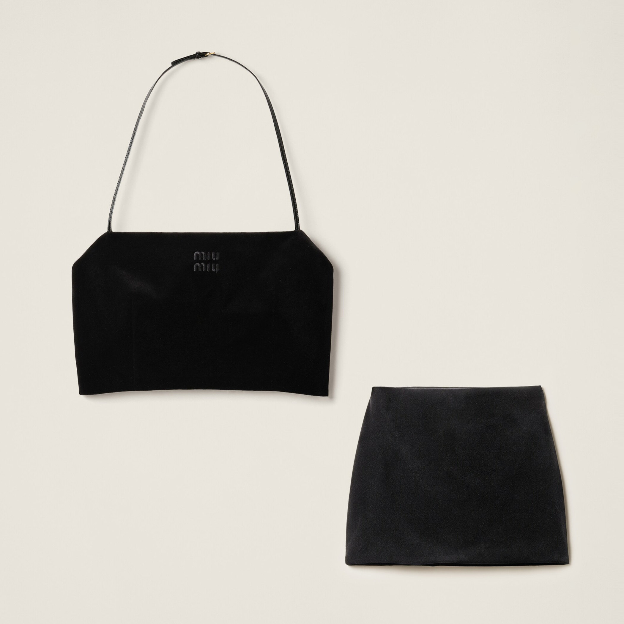 NIGO MiuMiu Women's Summer Solid Color Logo Embroidery Letter Hanging Neck Camisole Top Side Zipper Casual Short Skirt Set Suit #nigo75177