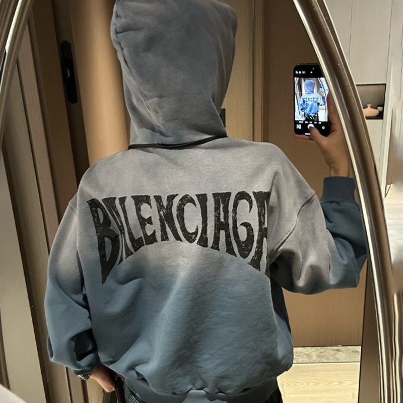 NIGO Balenciaga Men's Women's Vintage Gradient Color Logo Embroidery Spring And Autumn Hooded Loose Sweatshirt #nigo71826