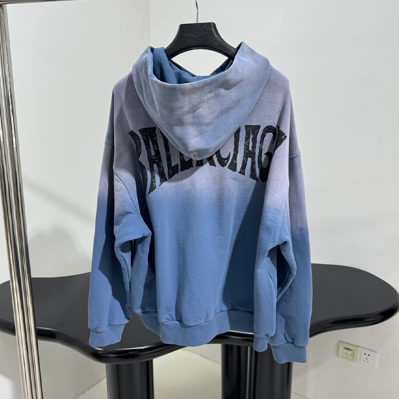 NIGO Balenciaga Men's Women's Vintage Gradient Color Logo Embroidery Spring And Autumn Hooded Loose Sweatshirt #nigo71826