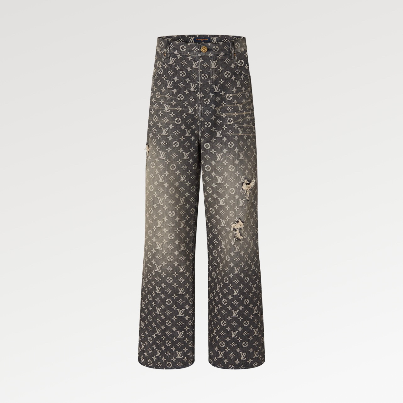 NIGO Louis Vuitton Men's Retro Washed And Embroidered Monogram Pattern Loose Jeans Spring And Autumn Fashion High Street Straight Wide Leg TrousersCasual Pants #nigo71848
