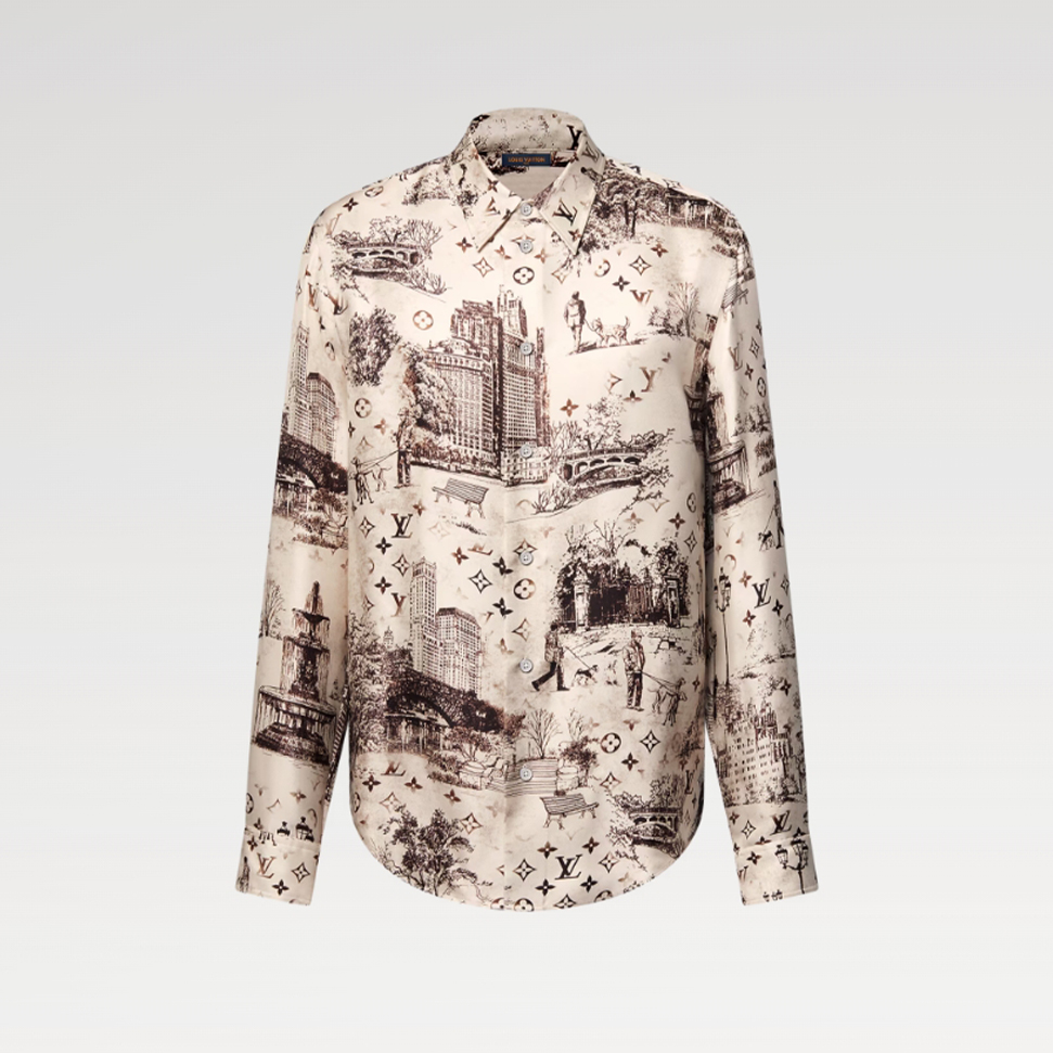 NIGO Louis Vuitton Men's Spring, Summer And Fall Logo Full Print Lapel Solid Color Long Sleeve Silk Shirt #nigo71833