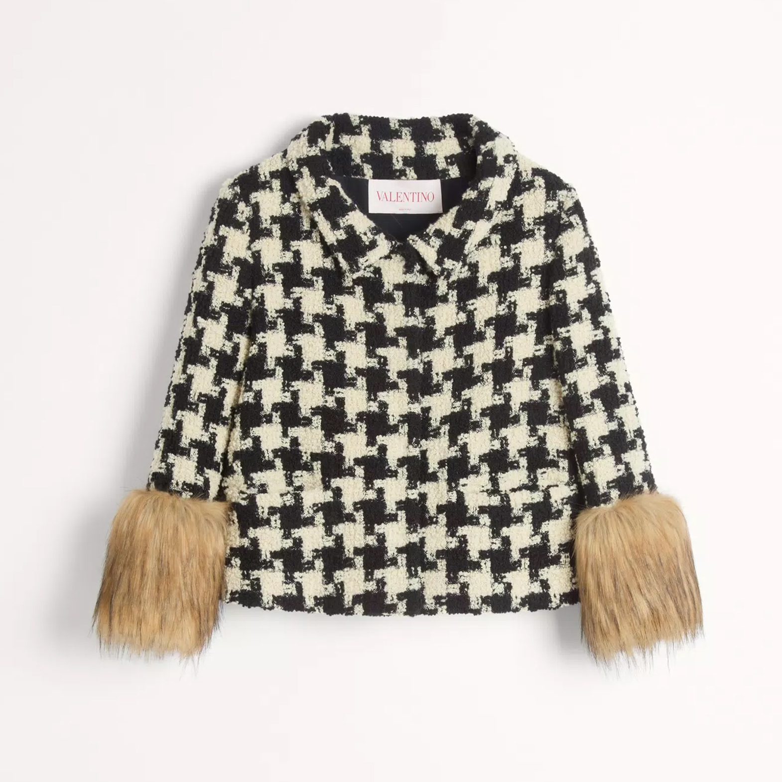 NIGO Valentino Women's Spring & Autumn Thousand Bird Pattern Lapel Wool Macro Pied De Poule Tweed Short Jacket Ngvp #nigo9912