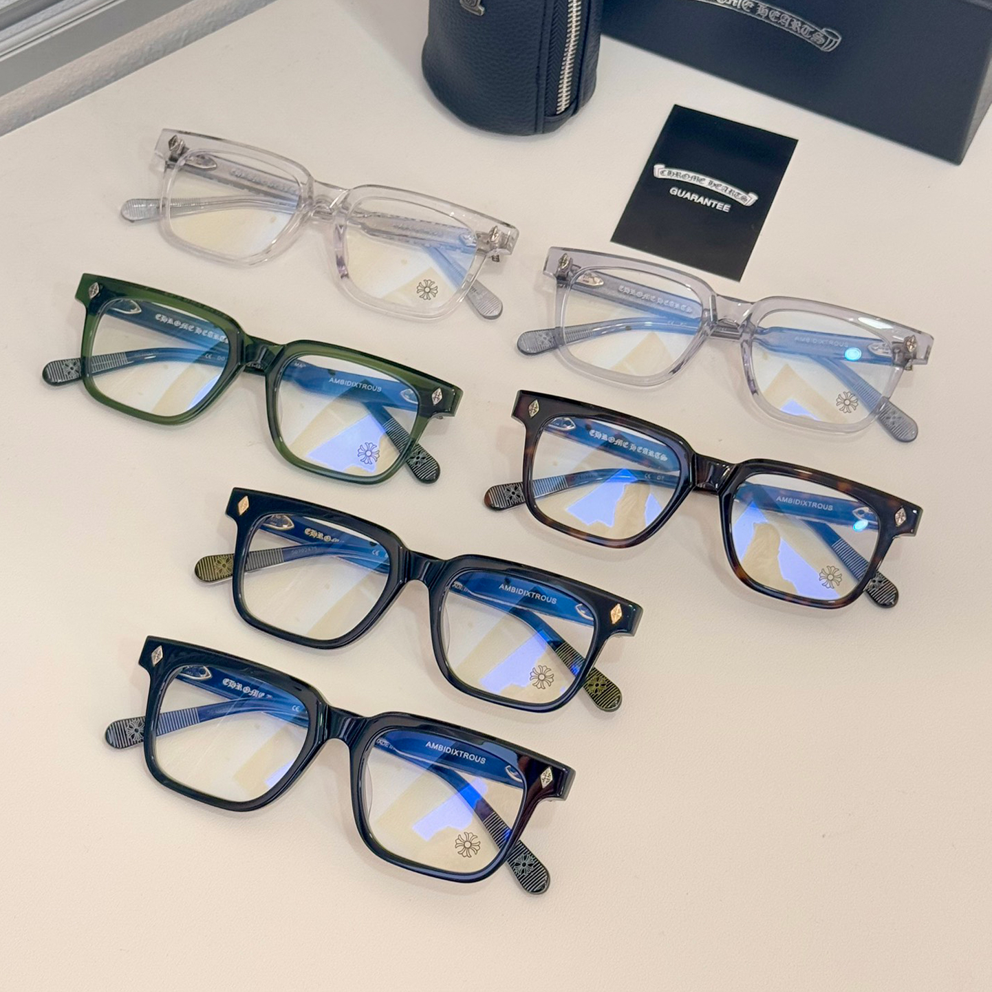 NIGO Chrome Hearts ﻿Men's And Women's Solid Color Mirror Arm Engraved Cross Solid Color Fashion Square Glasses #nigo71834