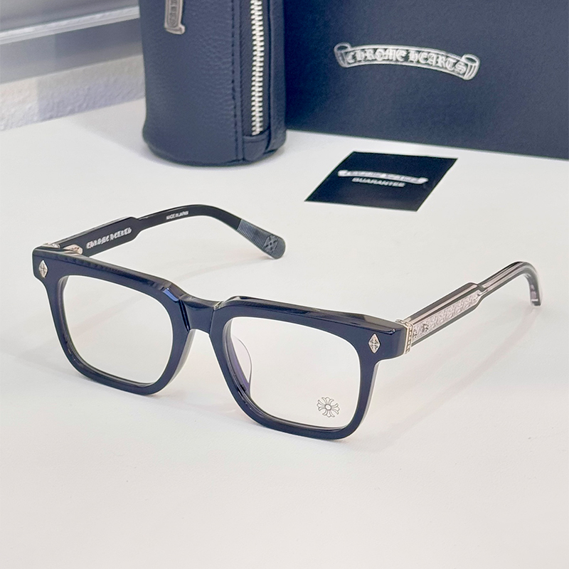 NIGO Chrome Hearts ﻿Men's And Women's Solid Color Mirror Arm Engraved Cross Solid Color Fashion Square Glasses #nigo71834