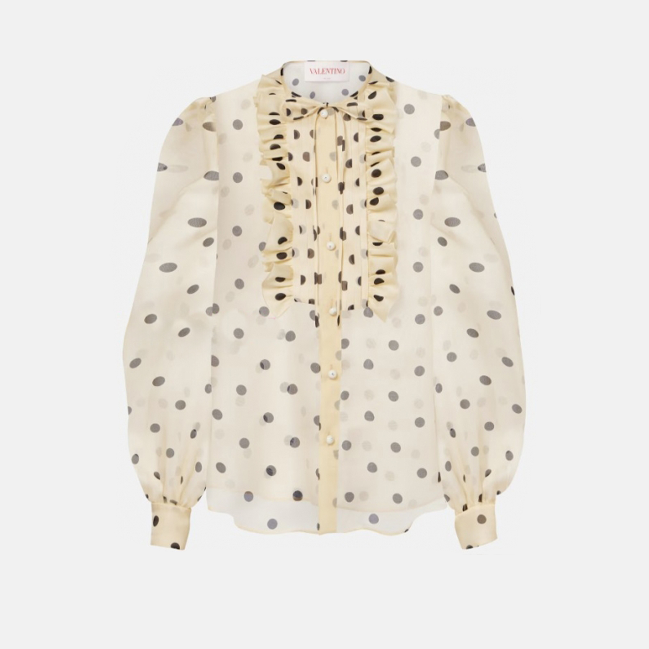 NIGO Valentino Women's New Spring Fashion Lapel Polka Dot Print Shirt Round Neck Long-sleeved Commuter French Blouse Top Ngvp #nigo9915