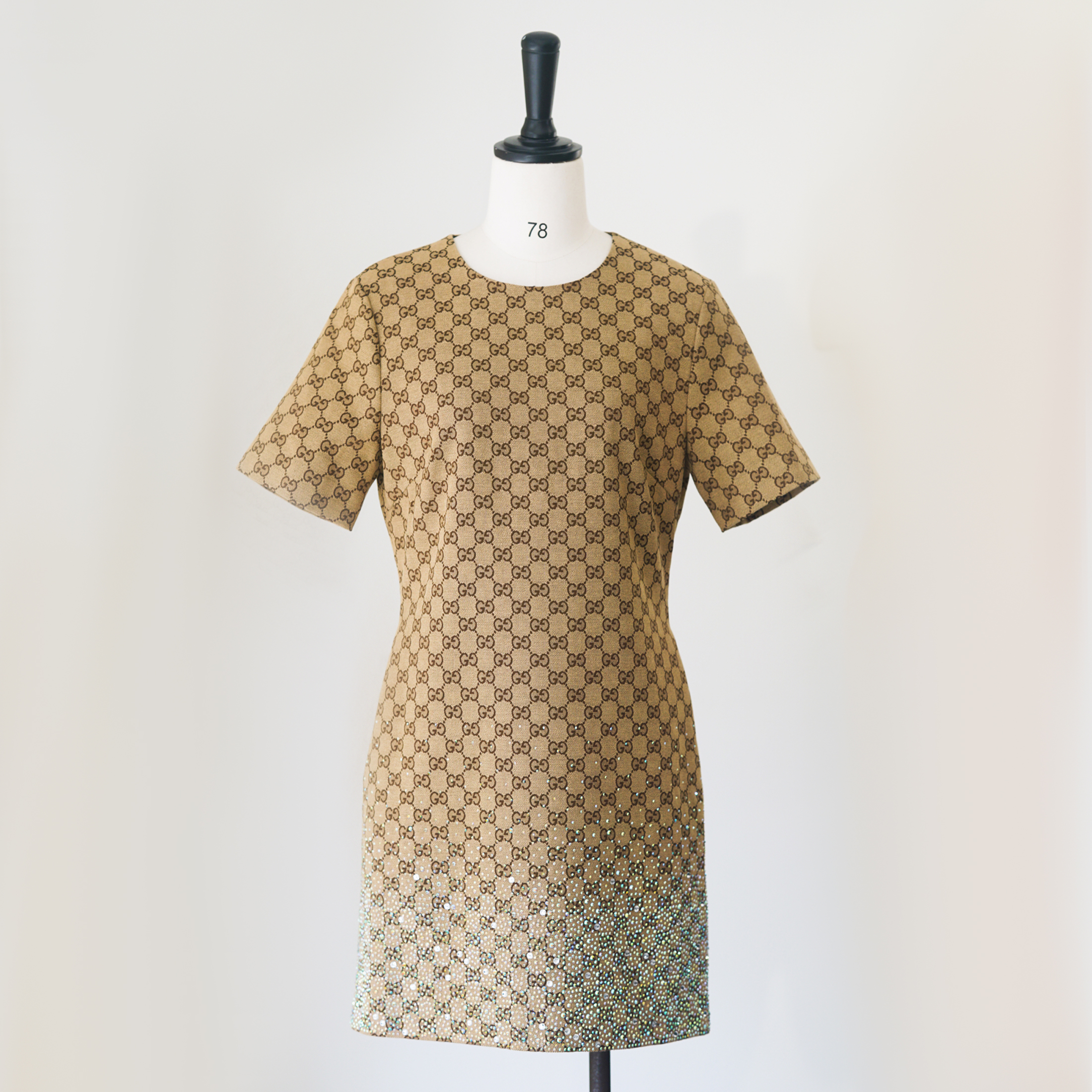 NIGO Gucci Ladies Spring And Summer Embroidery GG Canvas Rhinestone Gradient Dress Fashion Slim Temperament Elegant Short Dresses #nigo71862