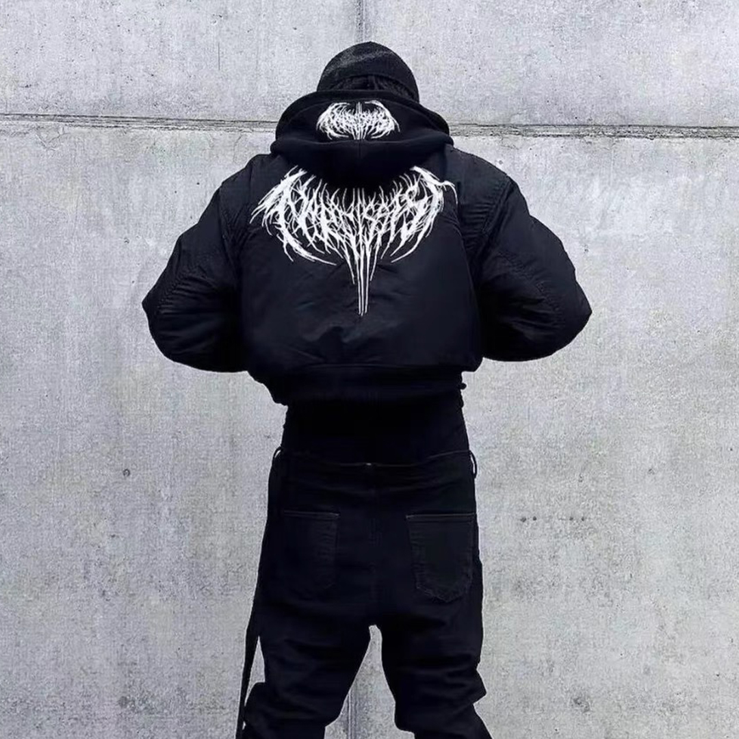 NIGO GRAILZ Playboi Carti Narcissist Cropped Bomber Jacket Men's Autumn And Winter Embroidered Logo Zipper Long Sleeve Solid Color Hooded Jacket Coat #nigo71839