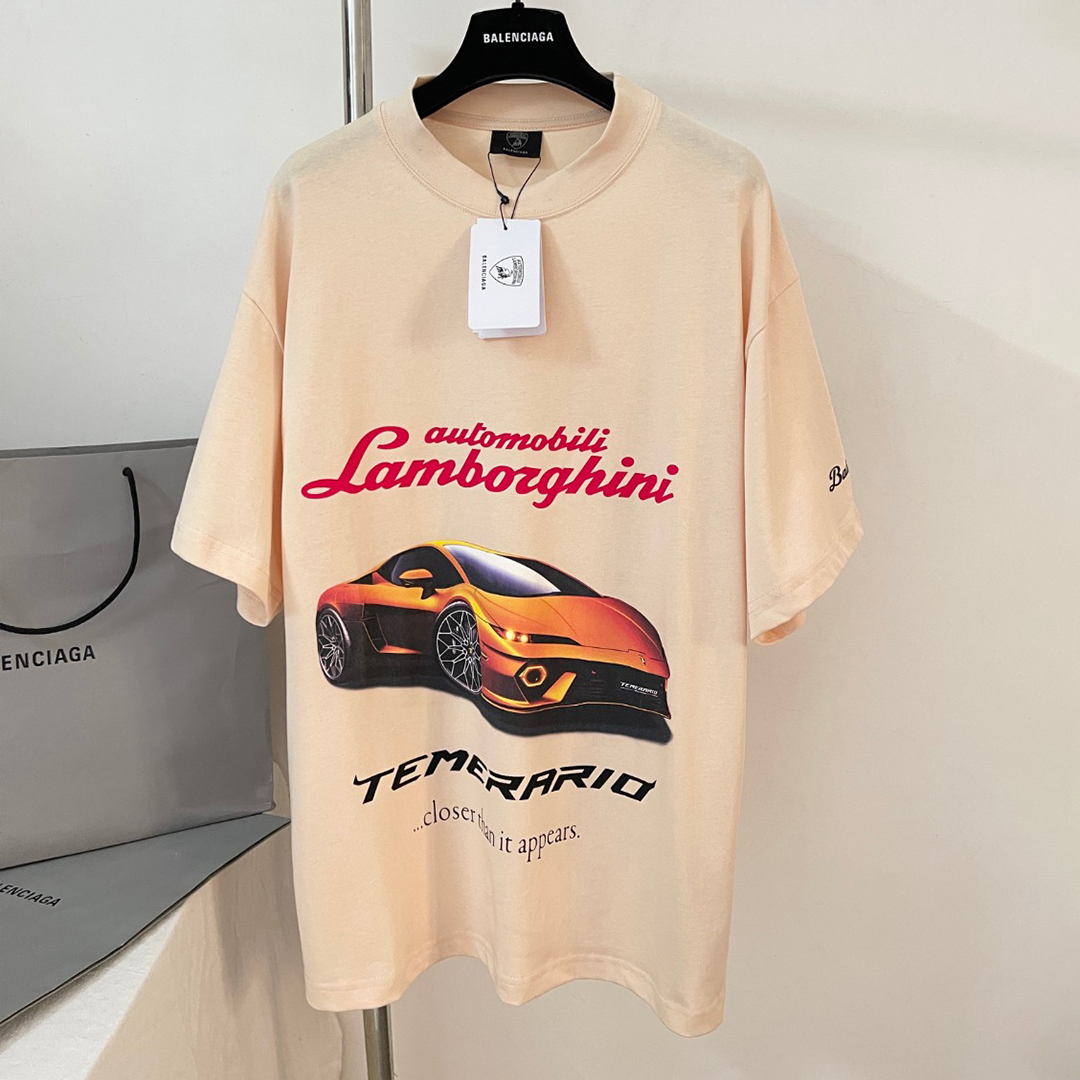 NIGO Balenciaga x Lamborghini Men's And Women's Summer Car Printing Round Neck Cotton Short Sleeve T-Shirt #nigo71838