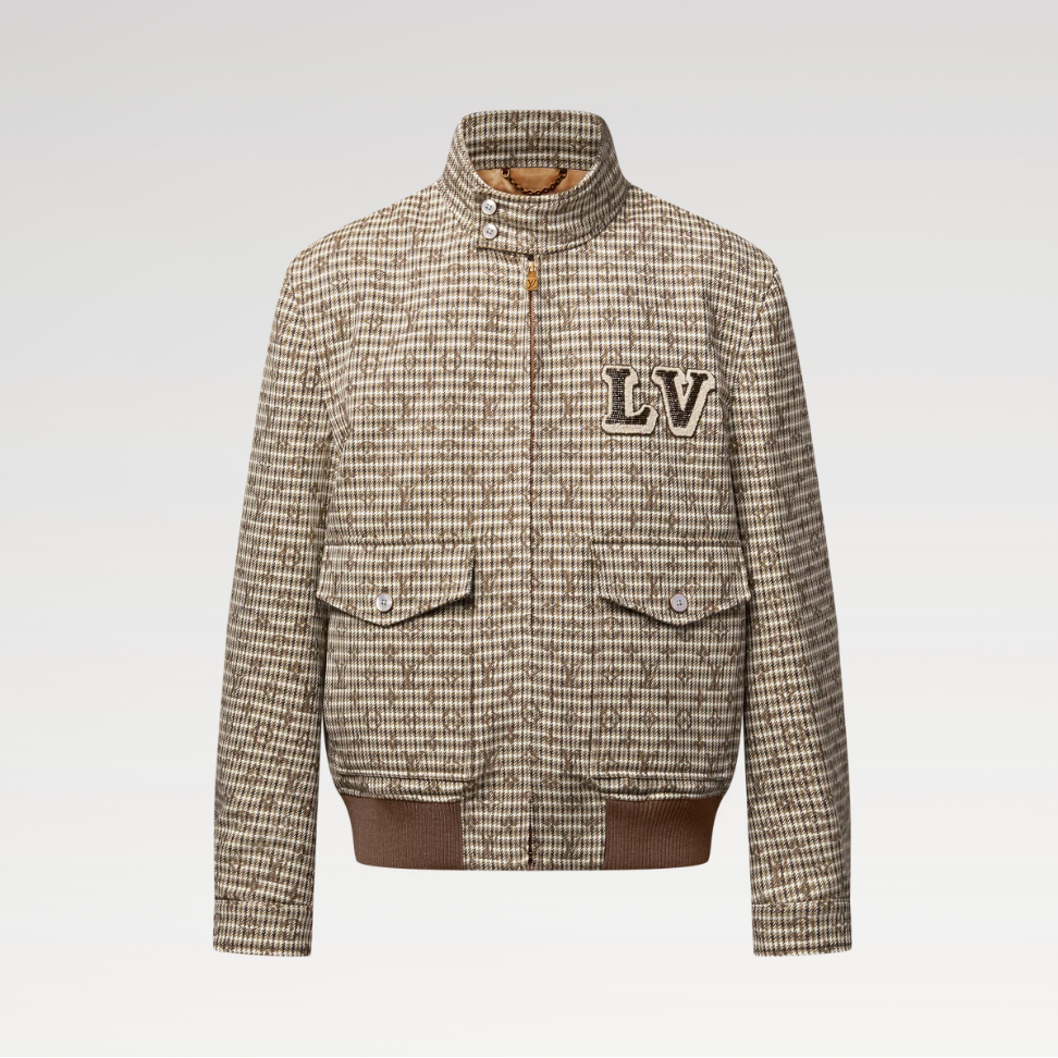 NIGO Louis Vuitton Men's Spring Autumn Monogrammed Jacquard Wool Harrington Blouson Zipper Long Sleeve Jacket #nigo71837