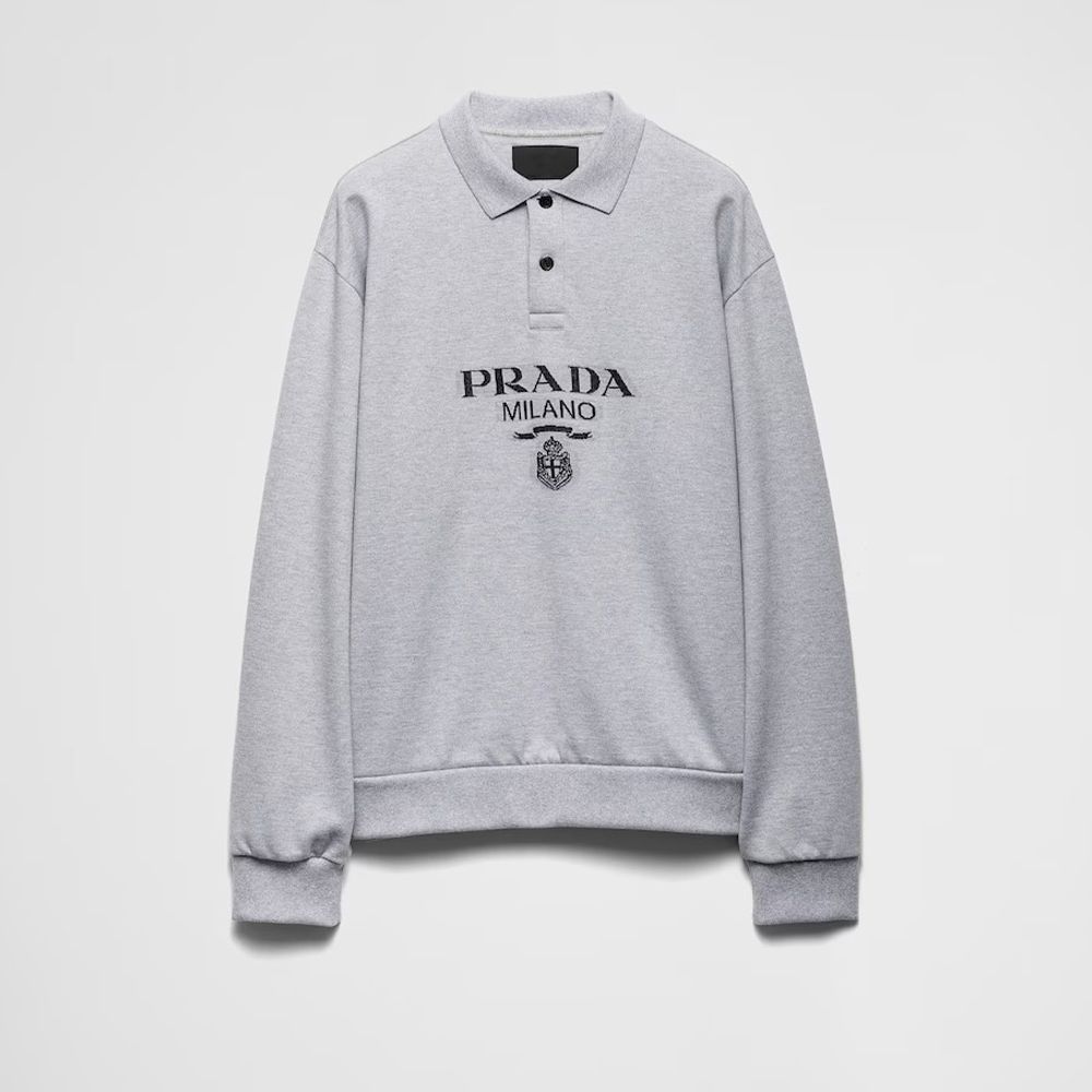 NIGO Prada Men's Spring And Autumn Logo Letters Jacquard Knitted Loose Long-Sleeved Solid Color Polo Collar Straight Sweatshirt #nigo71882