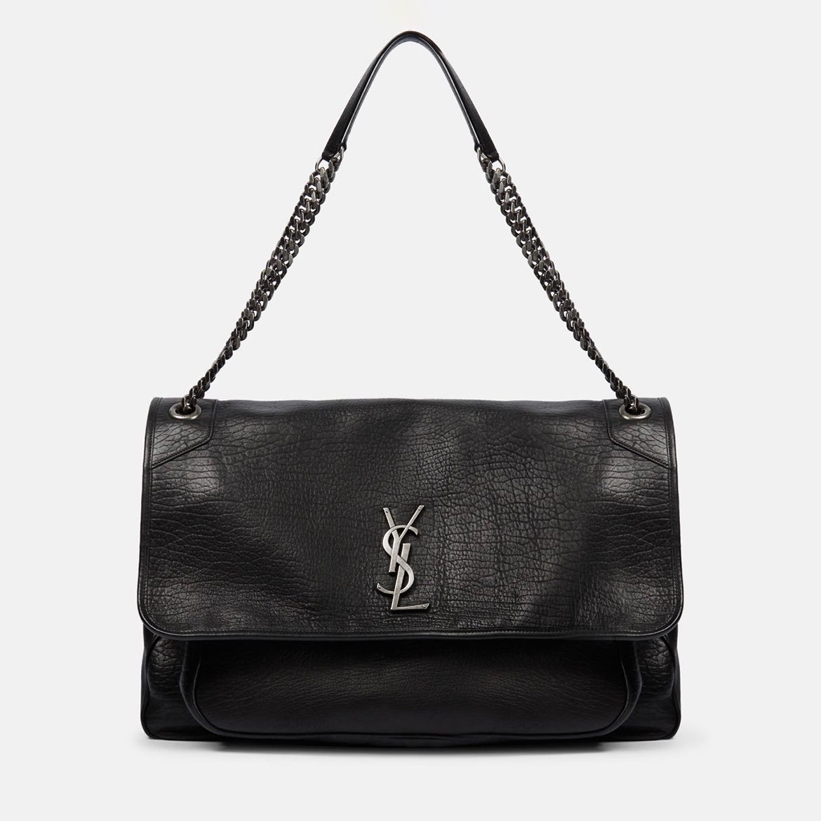 NIGO SAINT LAURENT Women's Monogram Logo Chain Grained Lambskin Niki Tote Vintage Black Oversized Bags #nigo71456