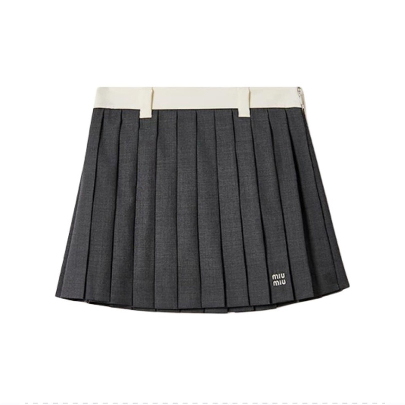 NIGO Valentino Women's Summer Mid Waist Solid Color High Street Pleated Mini Skirt Logo Embroidery Casual Short Skirt #nigo71893
