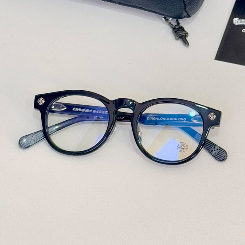 NIGO Chrome Hearts Men's Women's Fashion Logo Decoration Round Frame Silver Metal Solid Color Oval Eyeglasses Accessories #nigo71891