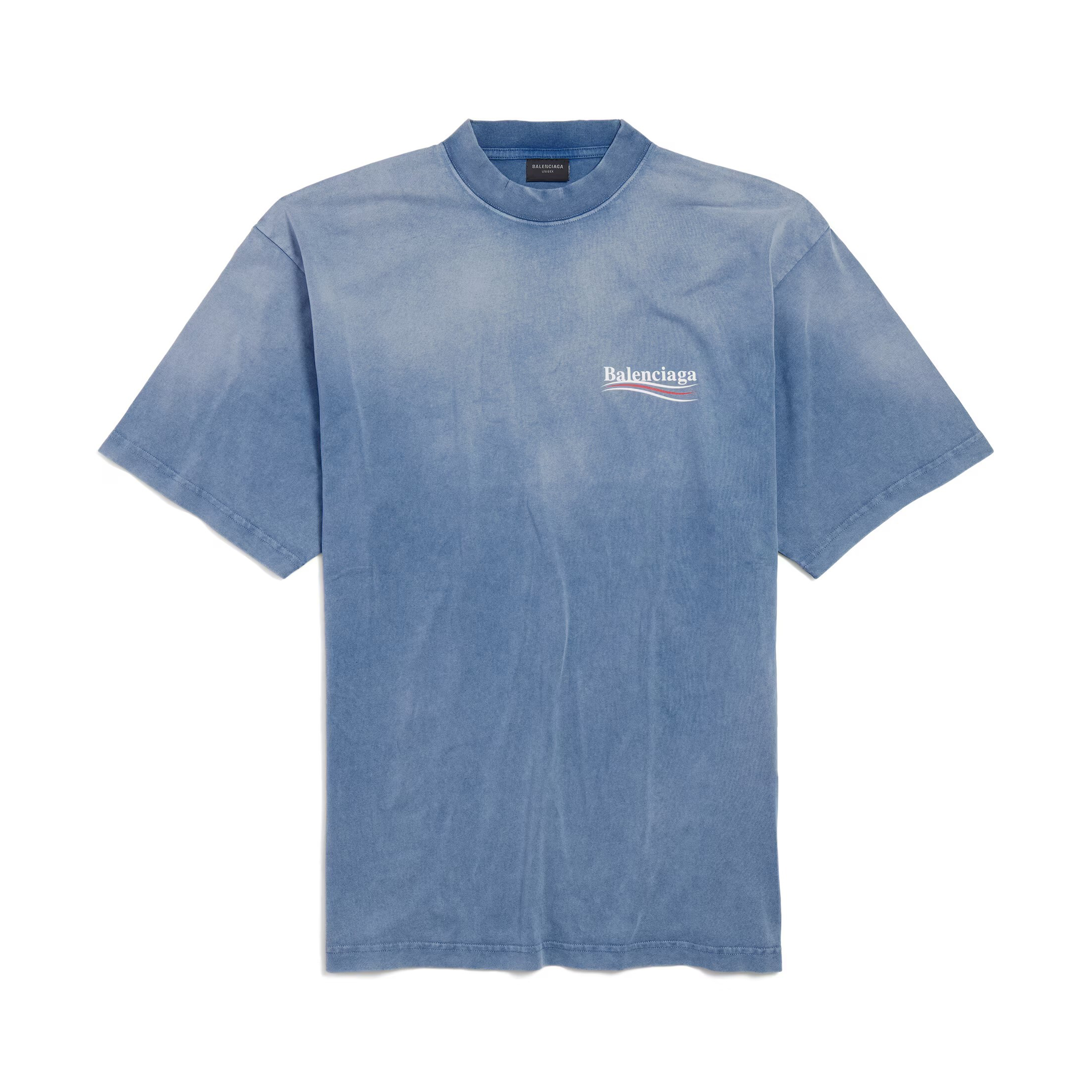 NIGO Balenciaga Men's Summer Half Turtleneck Cotton Washed Gradient Logo Print Short Sleeve Political Campaign T-Shirt #nigo71898