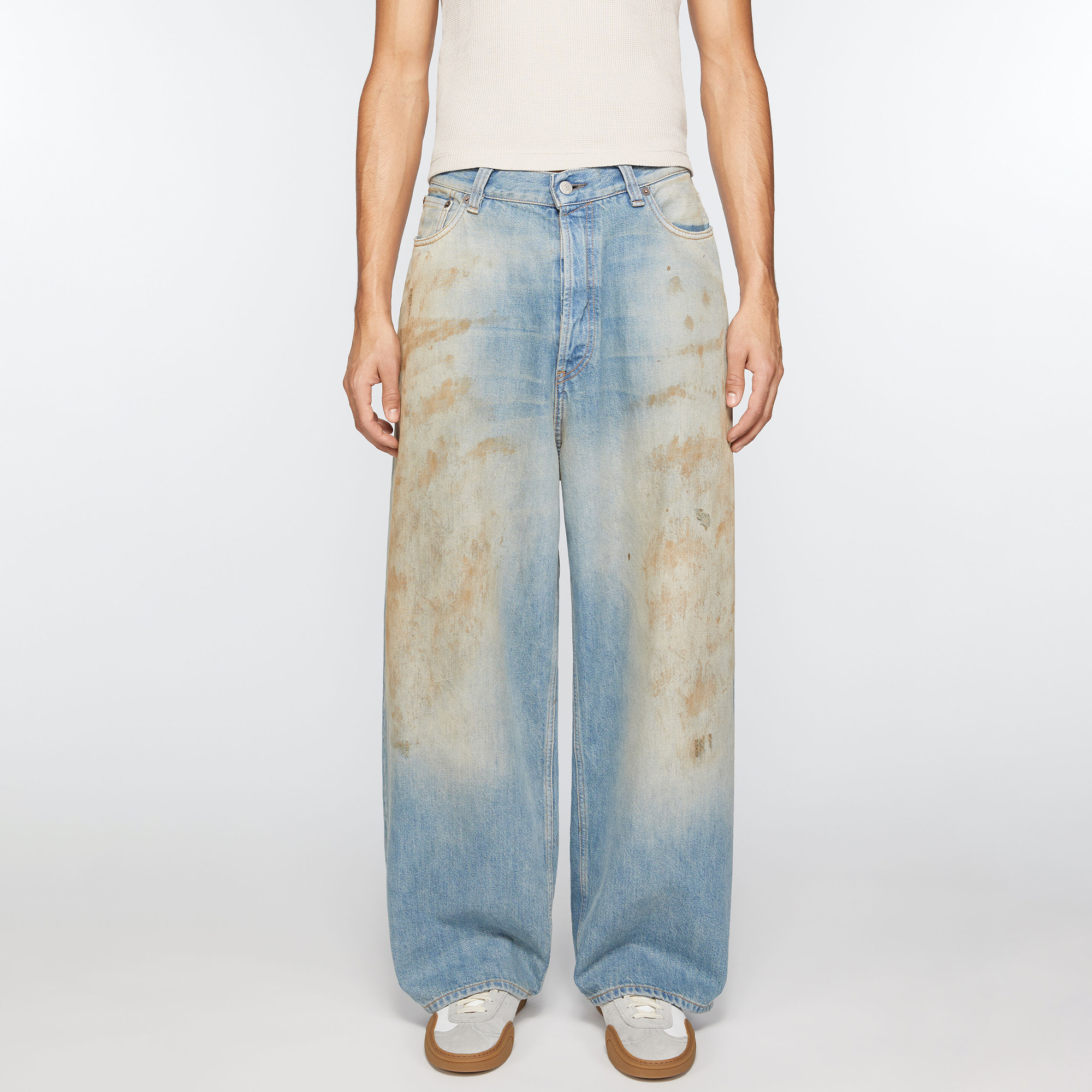 NIGO Men's Four Seasons Do Old Low Waist Zipper Closure Solid Color Cotton Loose Denim Jeans Autonomous Label-Free Casual Pants Ngvp #nigo9922