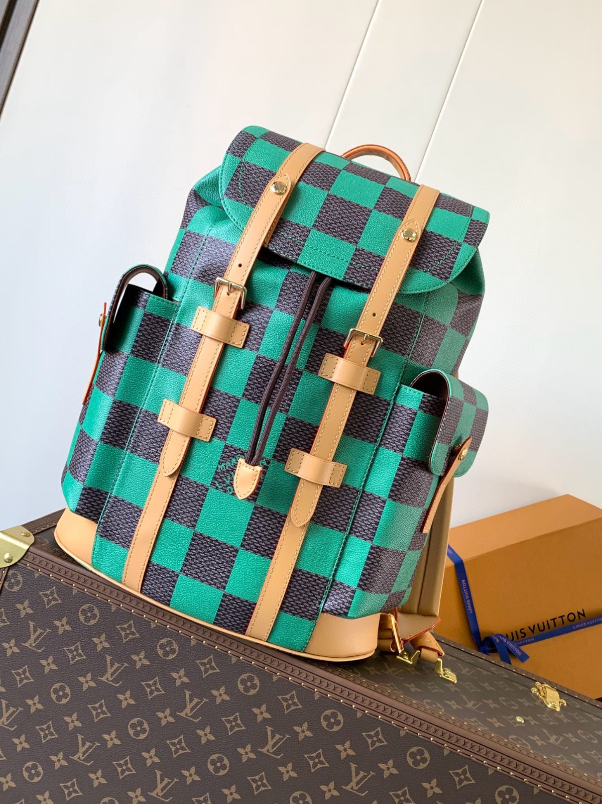 L NIGO louis Green checkered backpack M24996
