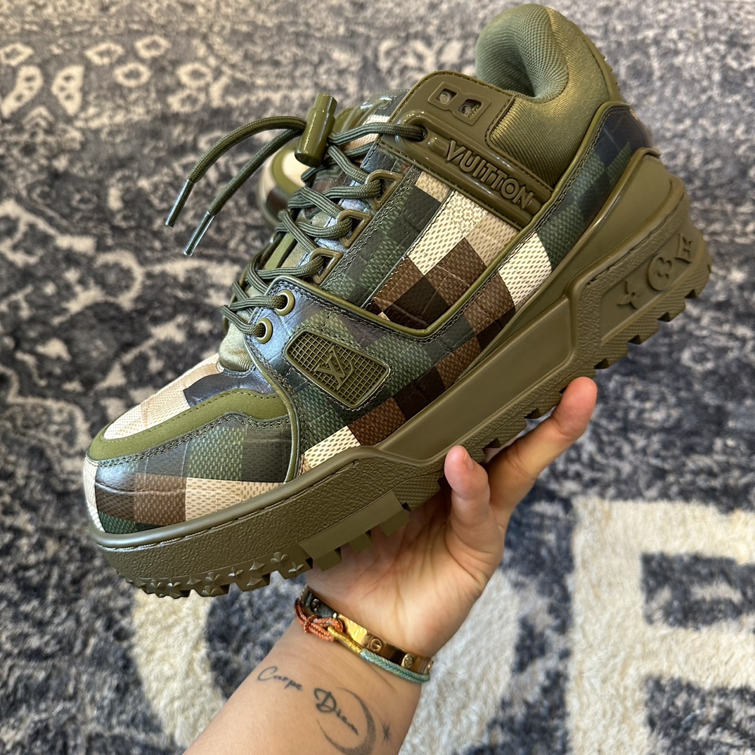 L NIGO Louis Green Plaid Sneakers Album search code 197875