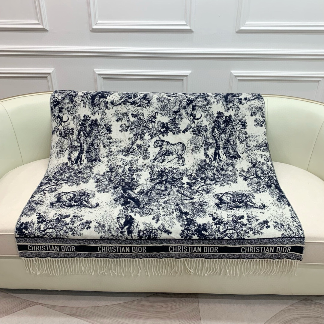 L NIGO Dior Zoo Wool and Cashmere Shawl Blanket
