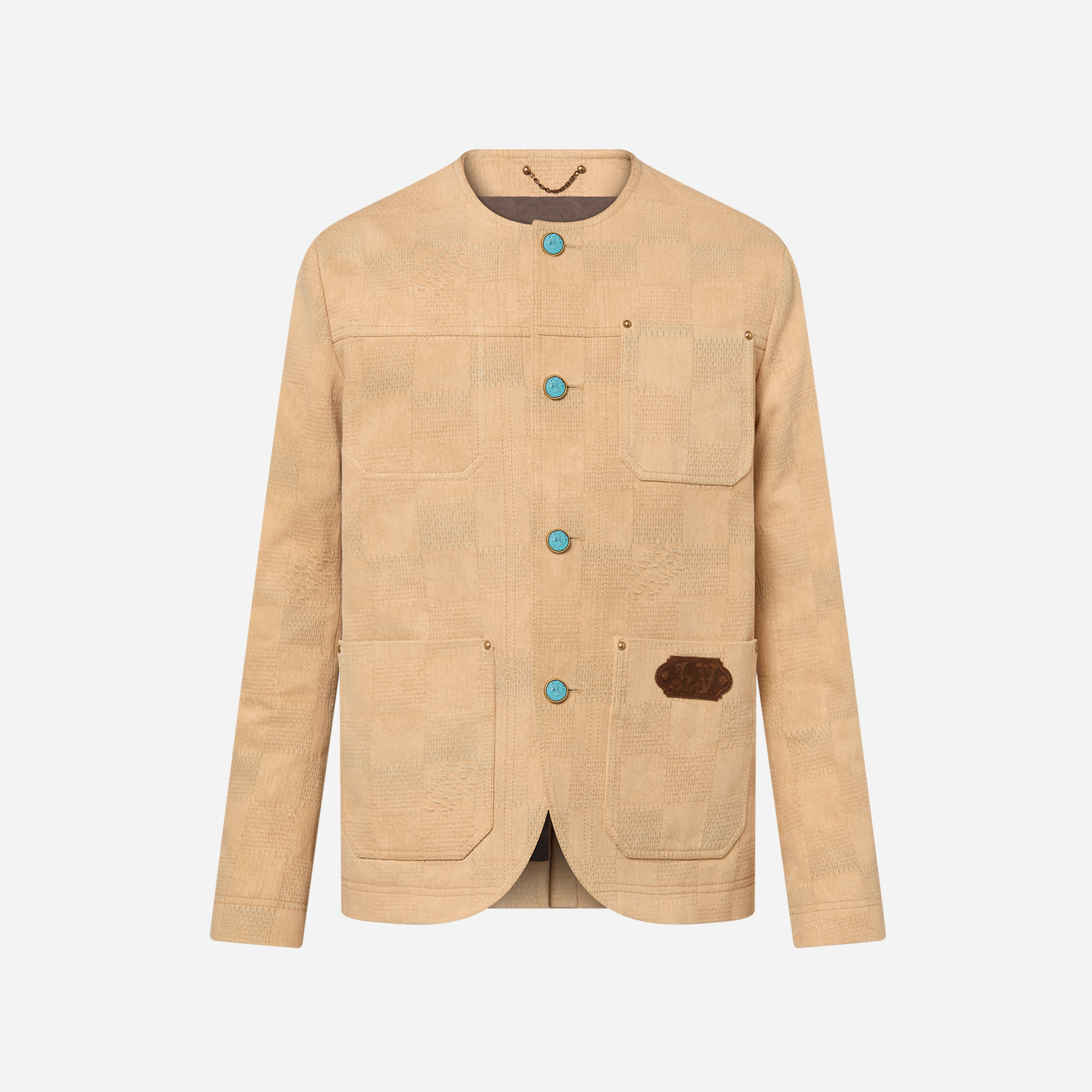 NIGO Louis Vuitton Men's Spring And Autumn Damier Collarless Cotton Lettered Jacquard Workwear Jacket Casual Solid Color Work Pants #nigo71922