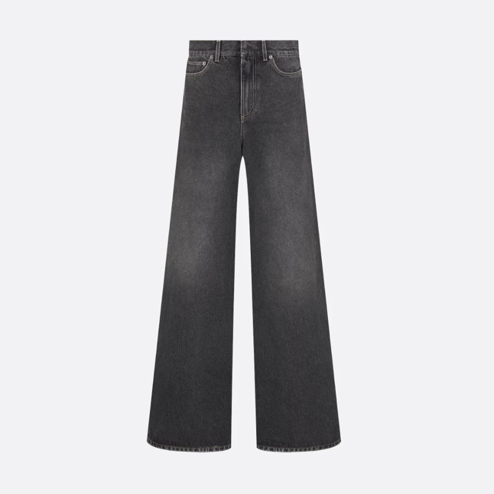 NIGO Dior Women's Four Seasons Solid Color Wide Leg Flared Pants Casual High Waist Denim Pants #nigo71919