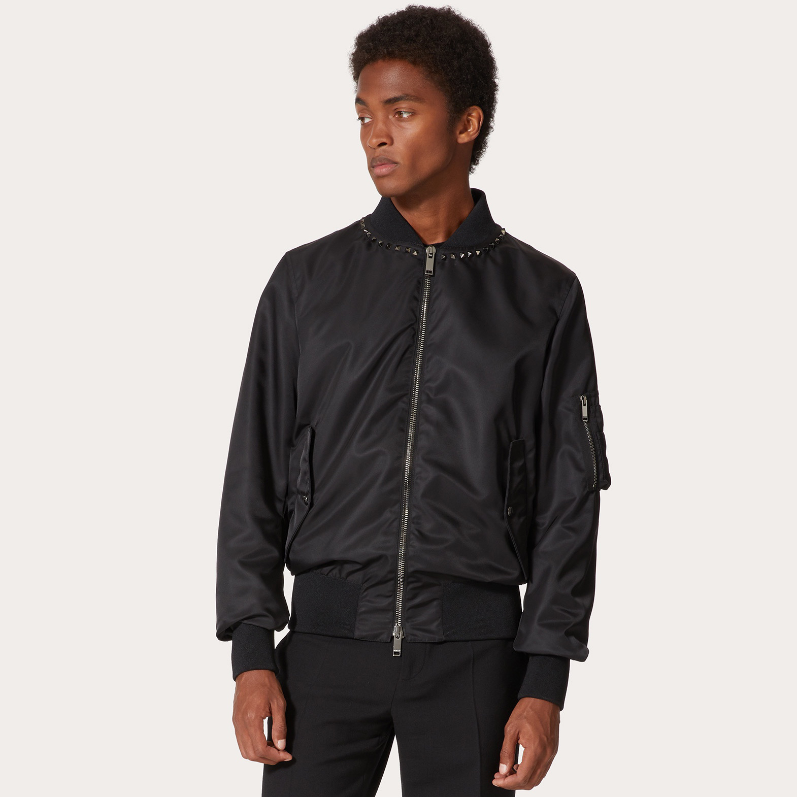 NIGO Valentino Men's Spring And Autumn Rivet Decoration Zipper Solid Color Nylon Long Sleeve Bomber Jacket Ngvp #nigo9926