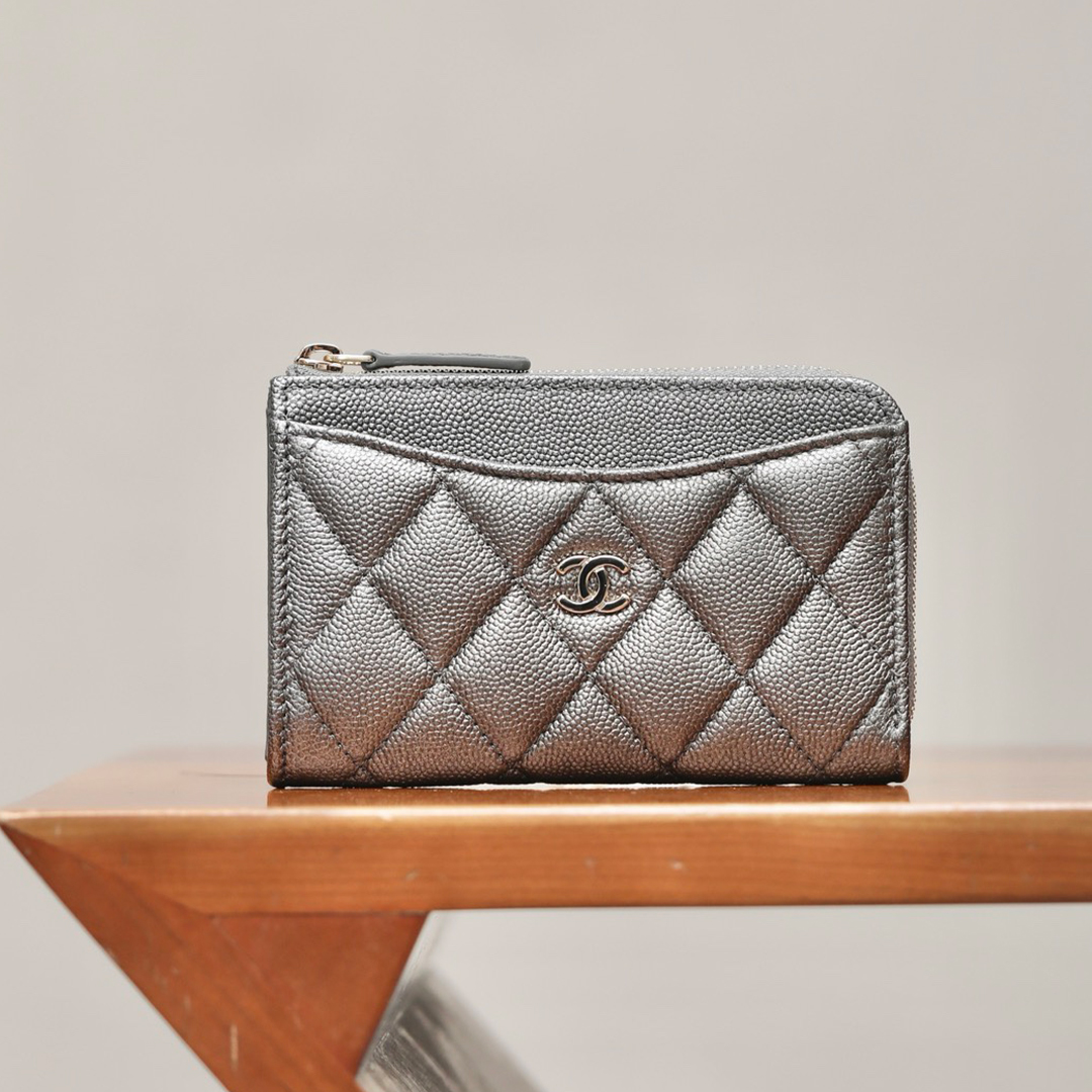 NIGO Chanel Women's Solid Color Card Case Zipper Closure Leather Wallet Coin Purse Bags Bag #nigo71929