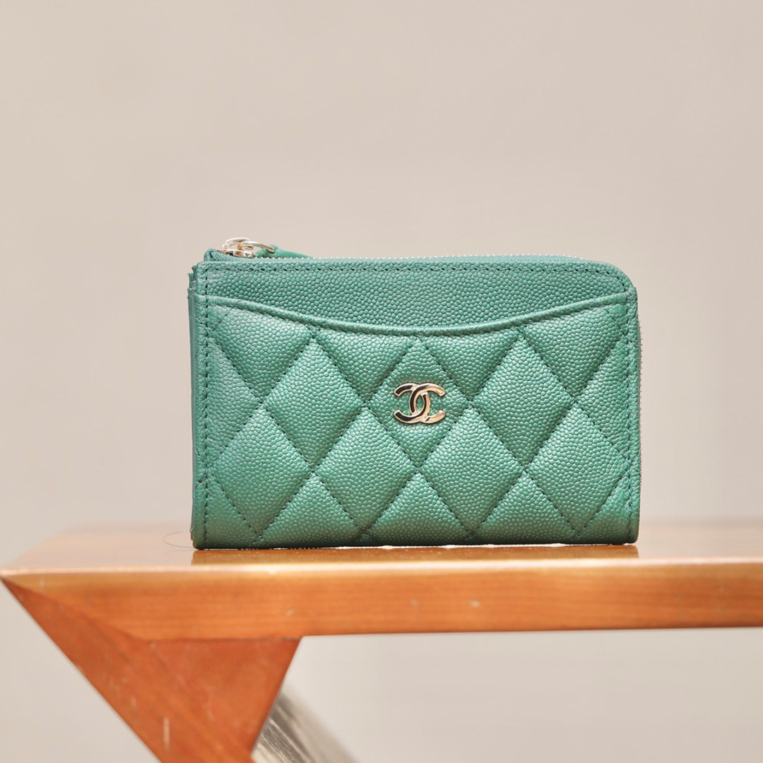 NIGO Chanel Women's Solid Color Card Case Zipper Closure Leather Wallet Coin Purse Bags Bag #nigo71929